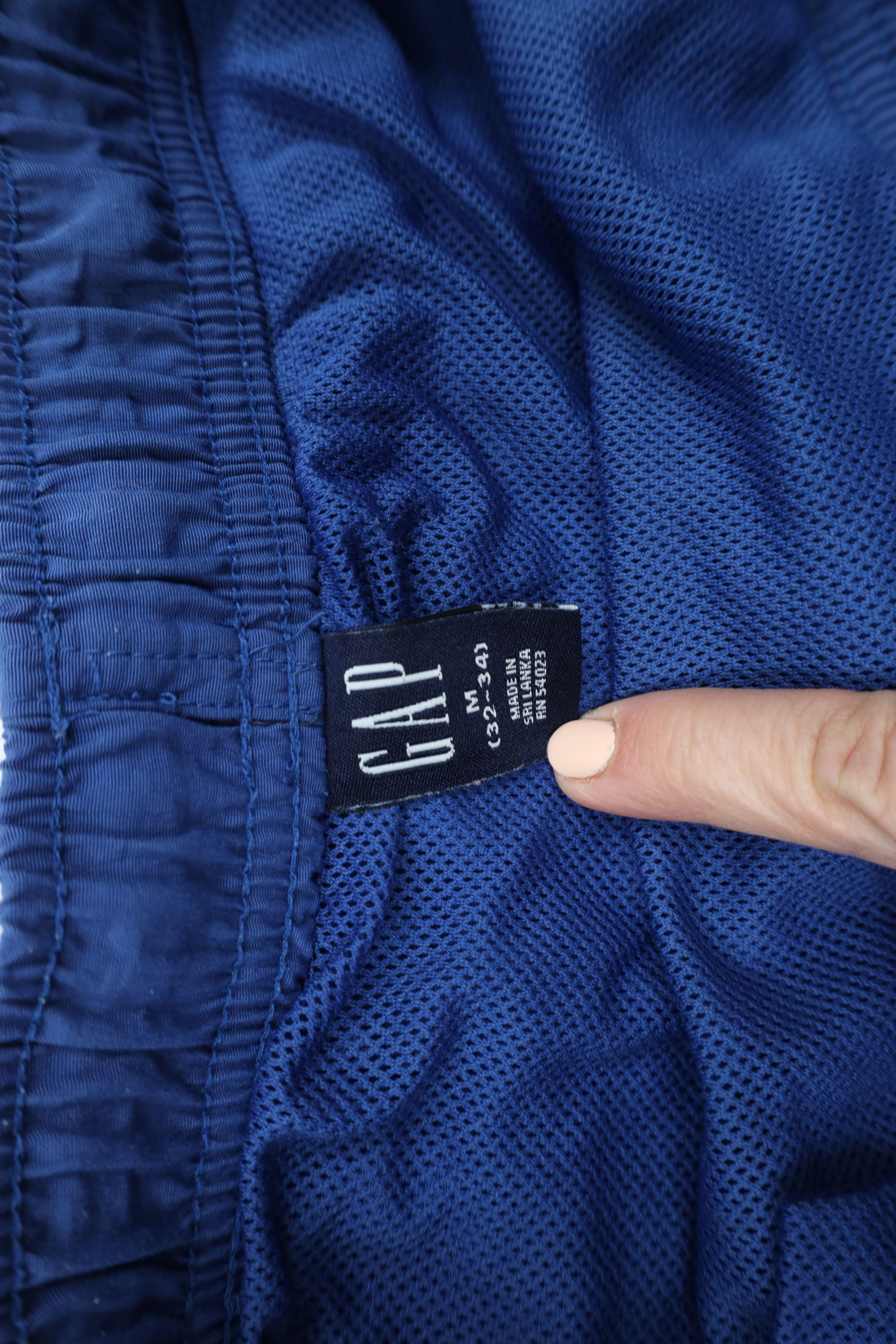 Gap × Vintage Vintage Y2K 2002 Gap Block Letter Striped Lined Shorts Blue Size US 32 / EU 48 - 7 Thumbnail