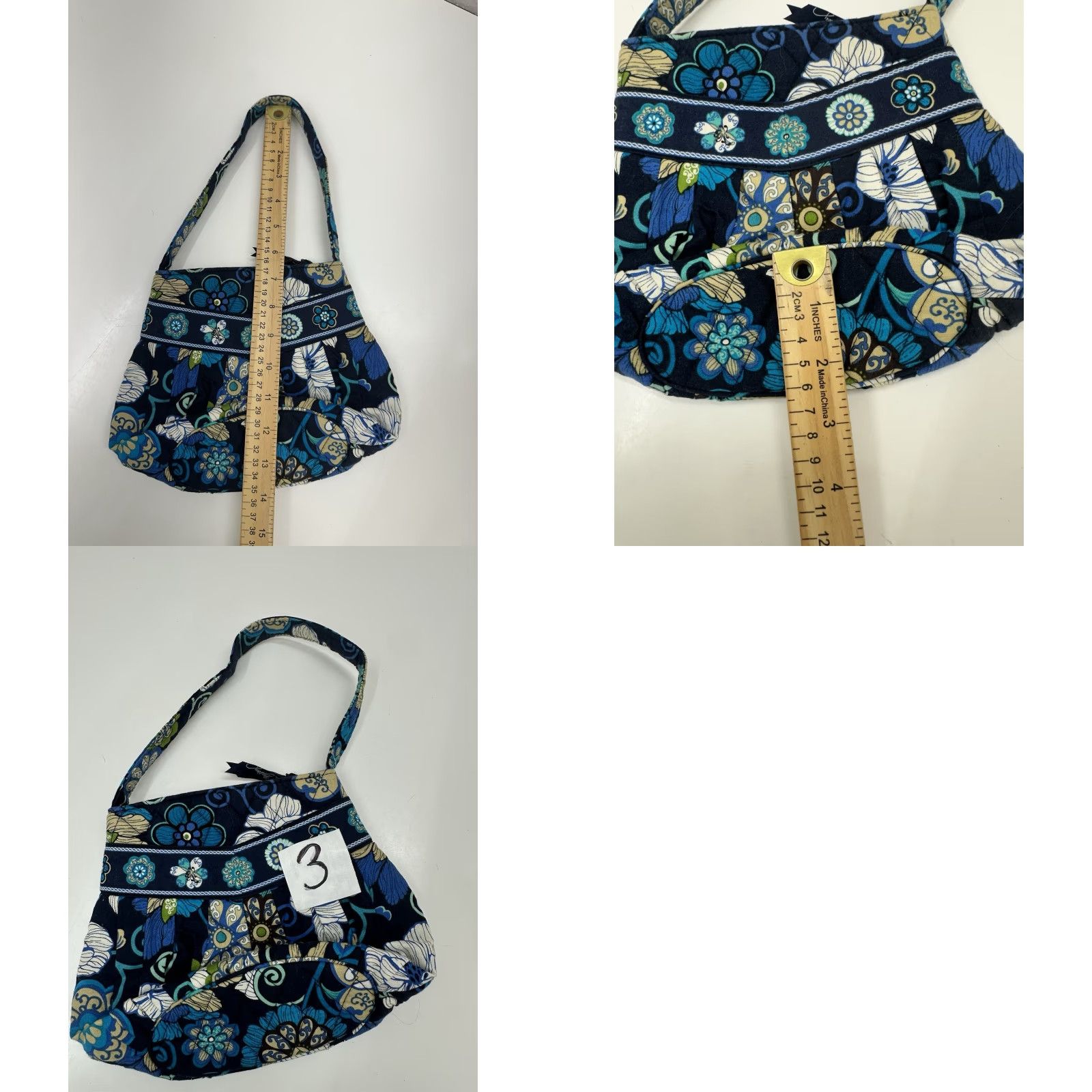 Vera Bradley Vera Bradley Purse Hannah Handbag Blue Mod Floral Quilted Zip Shoulder Bag Y2K Ladies Womens Bag Accessories Size ONE SIZE - 8 Thumbnail