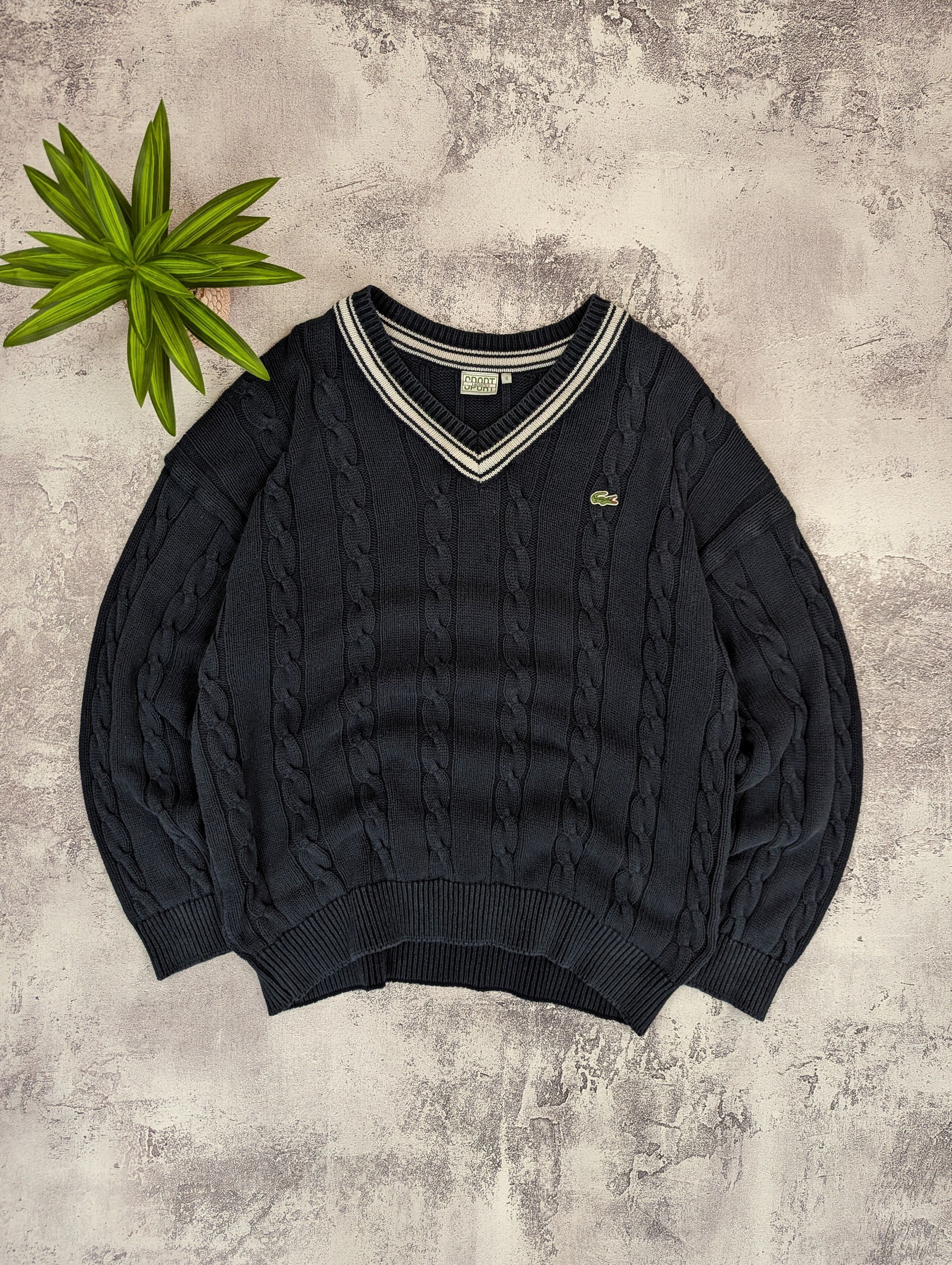Lacoste VTG Lacoste Sport Cable Knit Sweater Size 8 Size US XXL / EU 58 / 5 - 1 Thumbnail