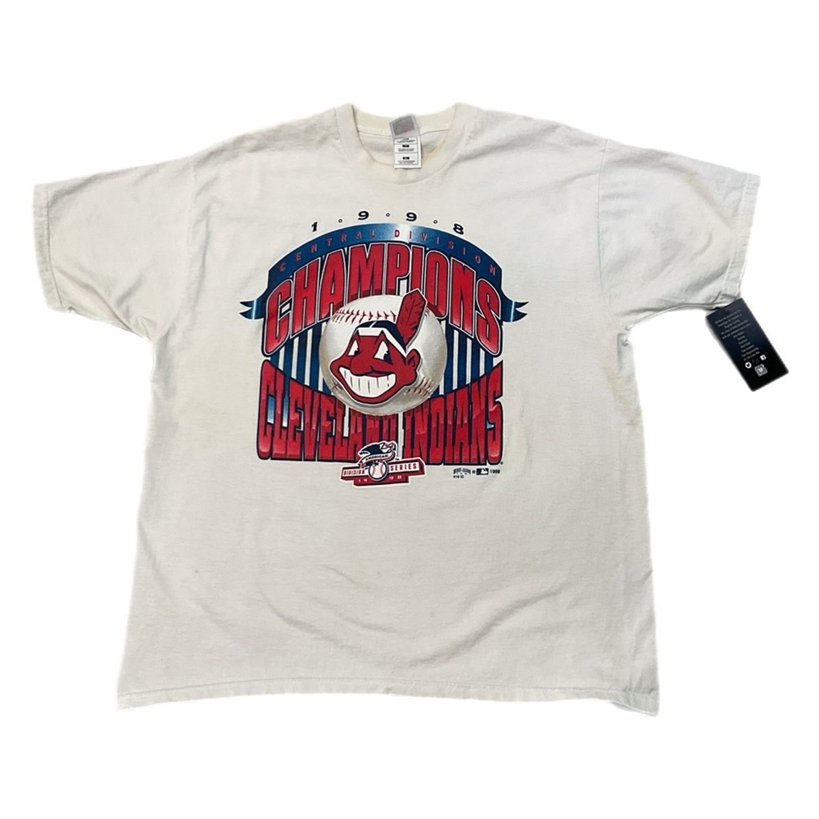 Fruit Of The Loom Vintage 1998 Cleveland Indians Champions T-Shirt Size US XL / EU 56 / 4 - 1 Thumbnail