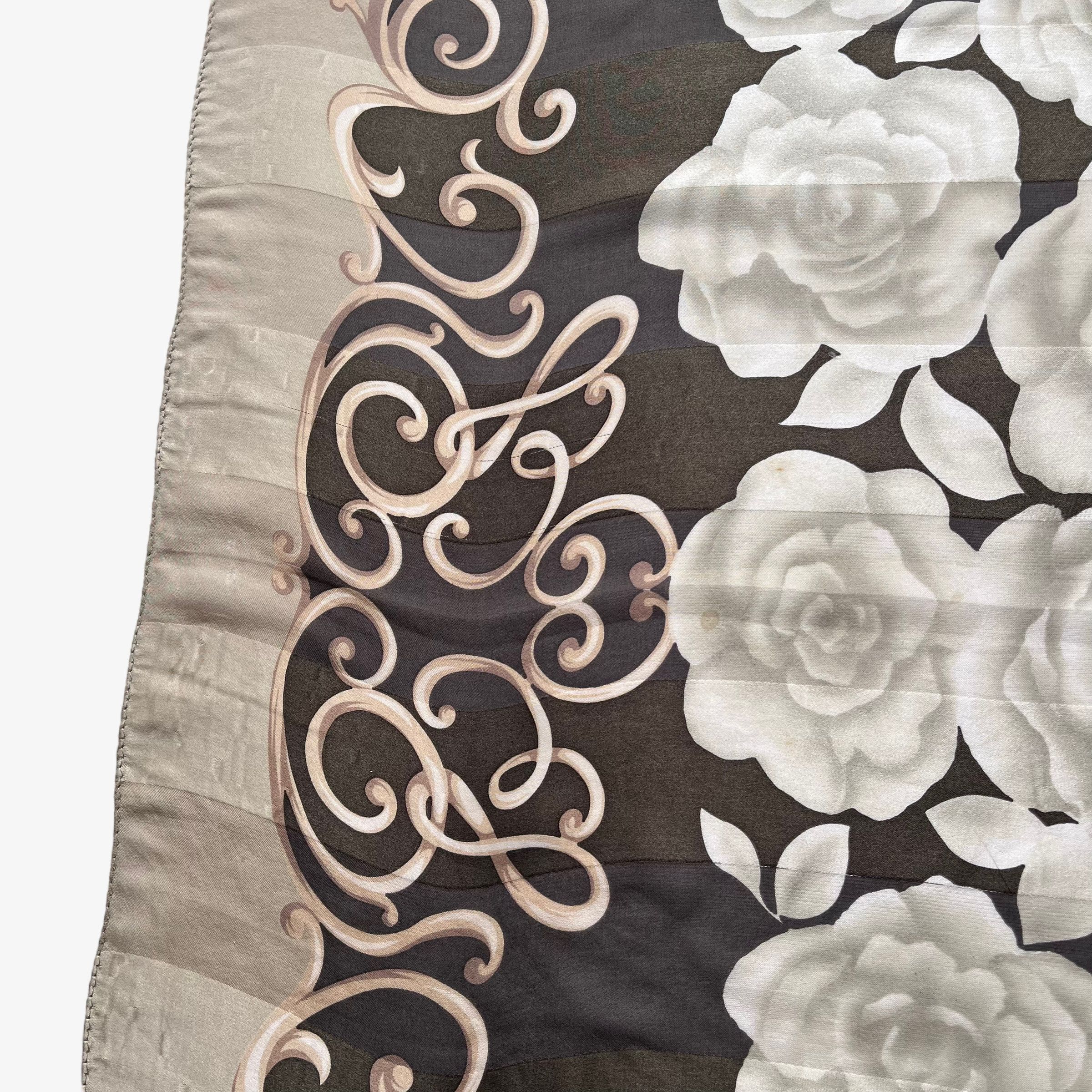 Balmain Vintage 90s Pierre Balmain Floral Print Striped Silk Scarf Size ONE SIZE - 5 Thumbnail