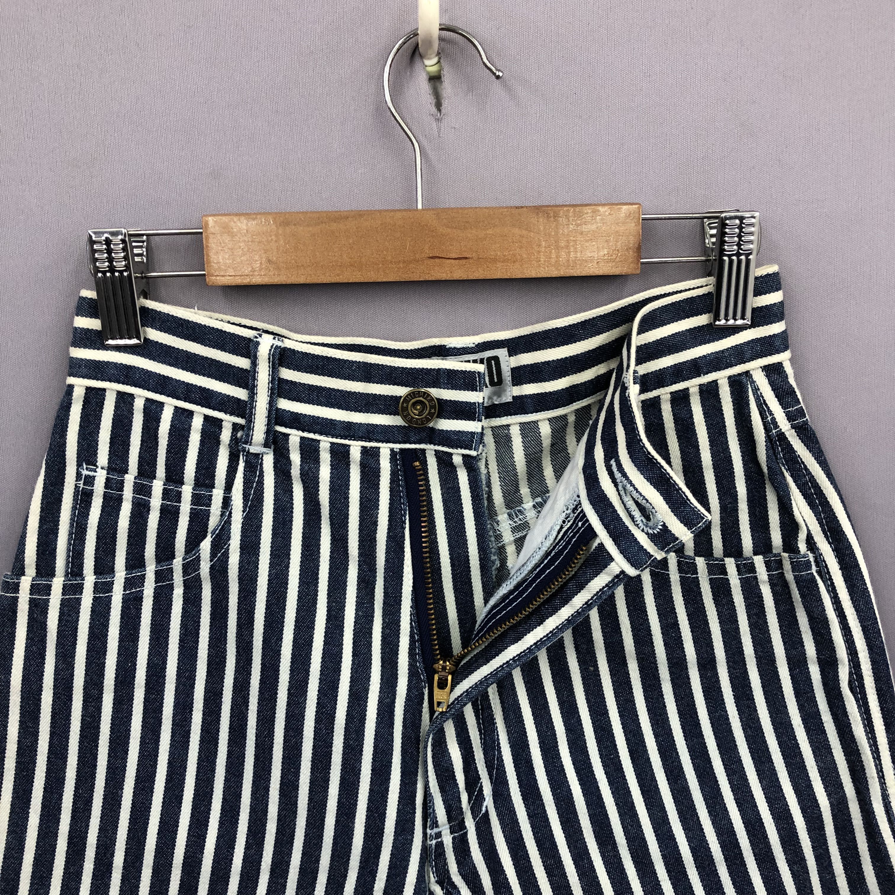 Michiko Koshino Vintage Michiko London Hickory Jeans Japanese Stripes Denim Size 24" / US 00 / IT 34 - 5 Thumbnail