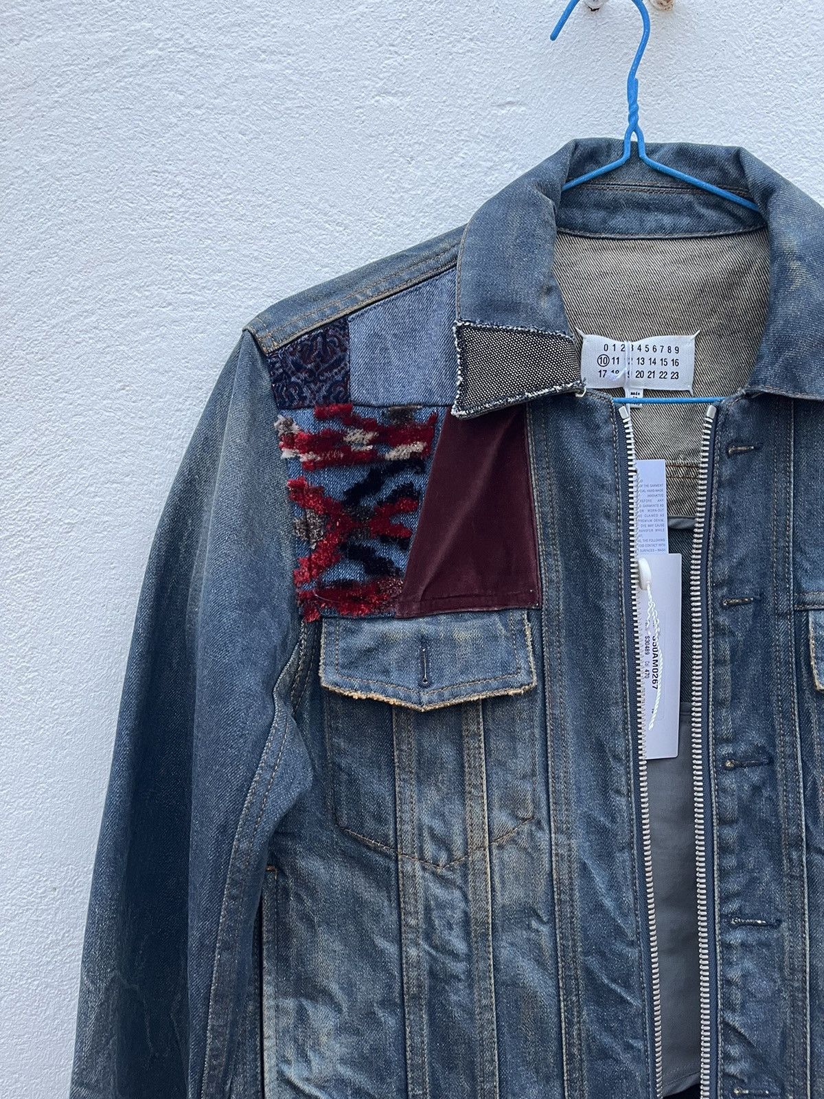 image of Maison Margiela Aw16 Patchwork Denim Jacket in Blue, Men's (Size Small)