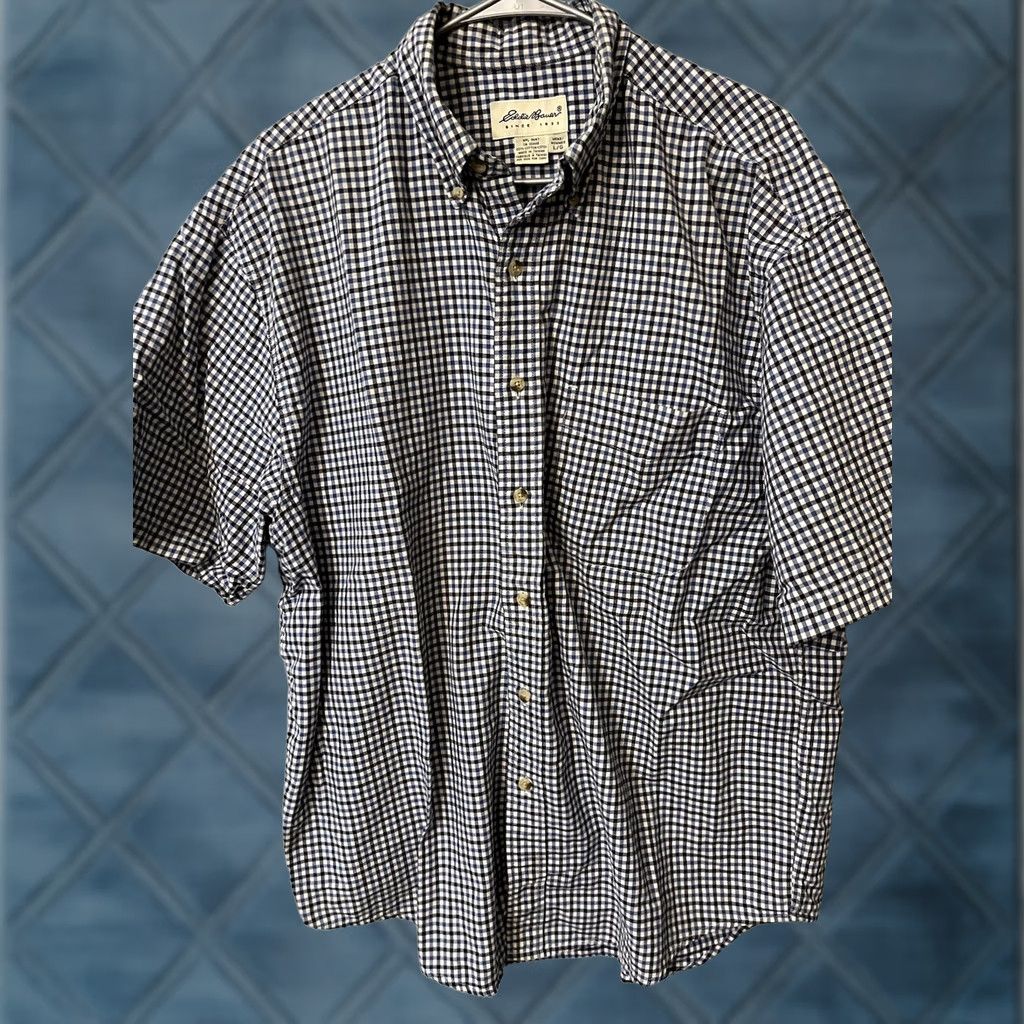 Eddie Bauer Eddie Bauer Shirt Men's Size Large Blue Gingham Short Sleeve Button Size US L / EU 52-54 / 3 - 1 Thumbnail