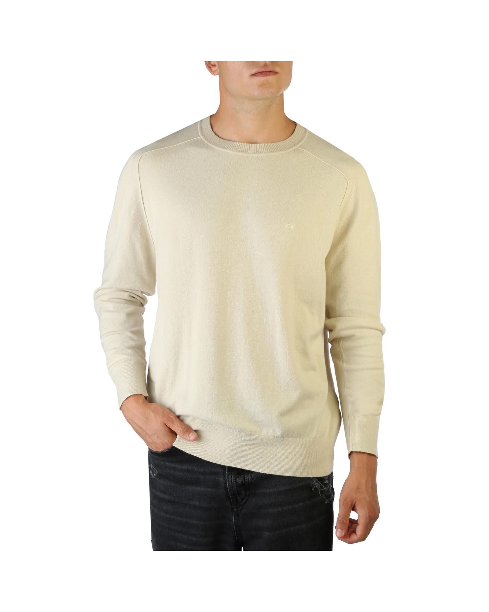 Image of Calvin Klein Cashmere Blend Ribbed Hem Sweater in Brown, Men's (Size Small)