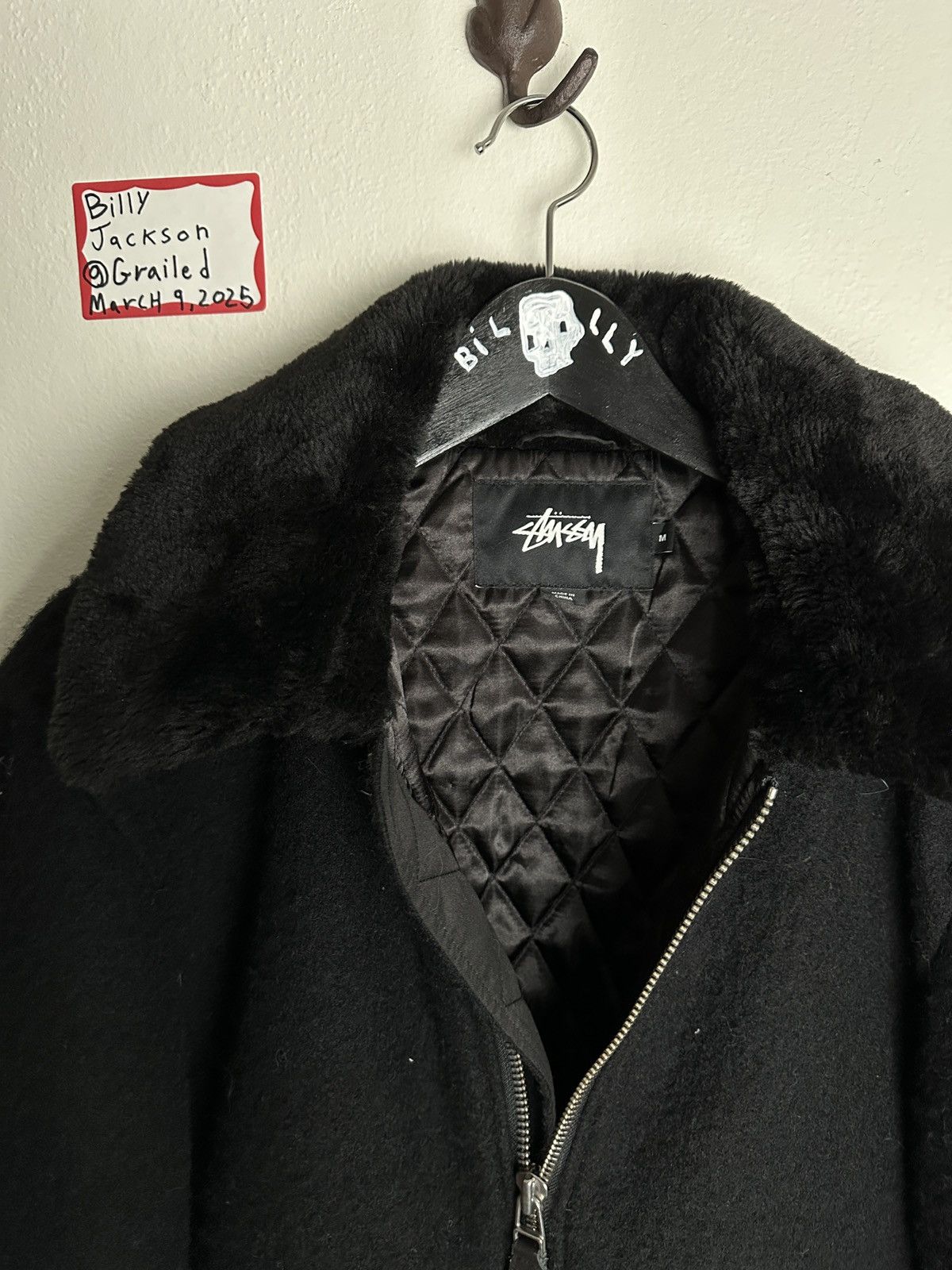 Stussy Stussy synthetic wool and fur bomber with quilted lining Size US M / EU 48-50 / 2 - 2 Thumbnail
