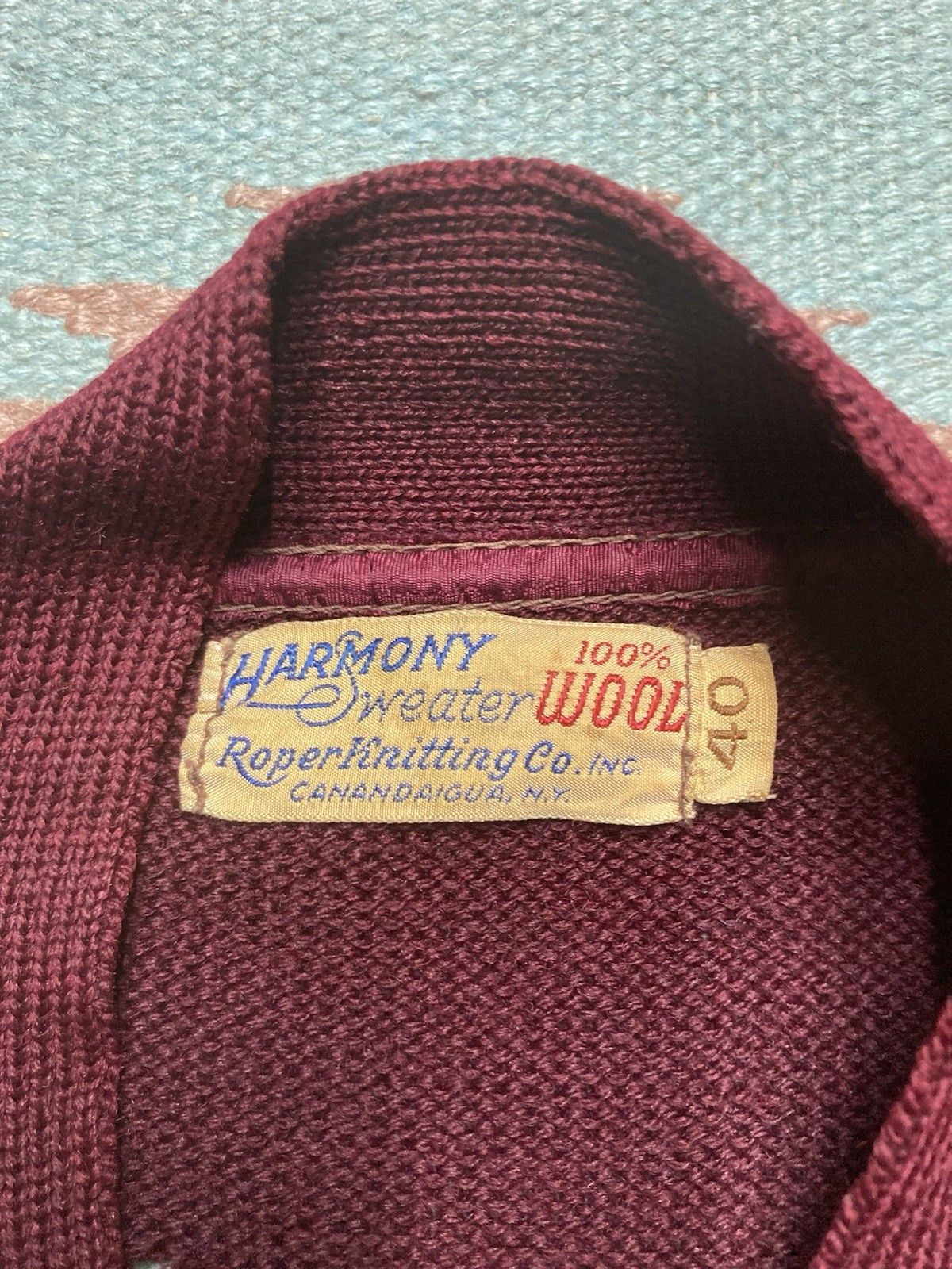 Vintage 1950s wool cardigan sweater button front maroon distressed M Size US M / EU 48-50 / 2 - 5 Thumbnail
