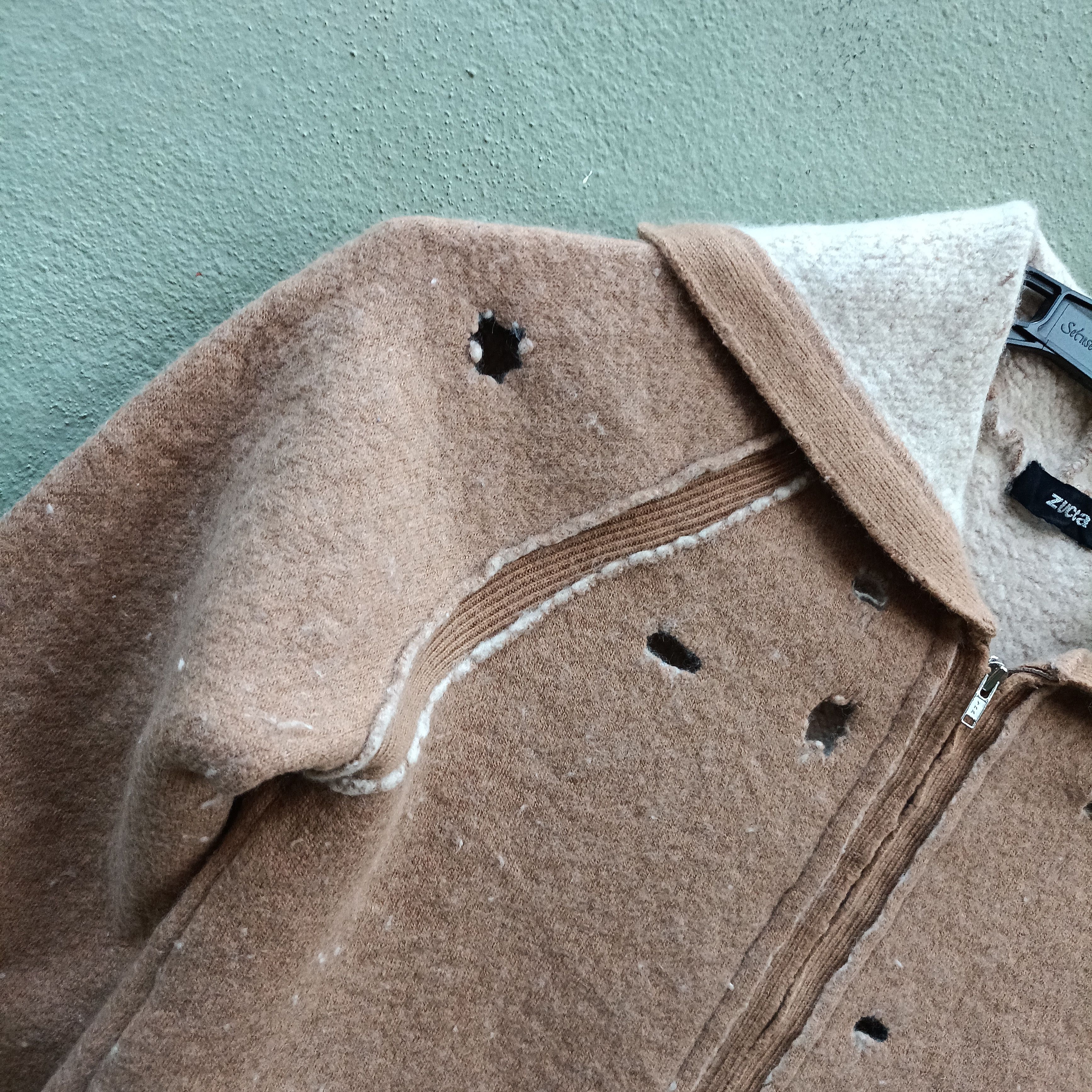 Zucca Zucca Distressed Zip-Up Hoodie jacket Size S / US 4 / IT 40 - 2 Thumbnail