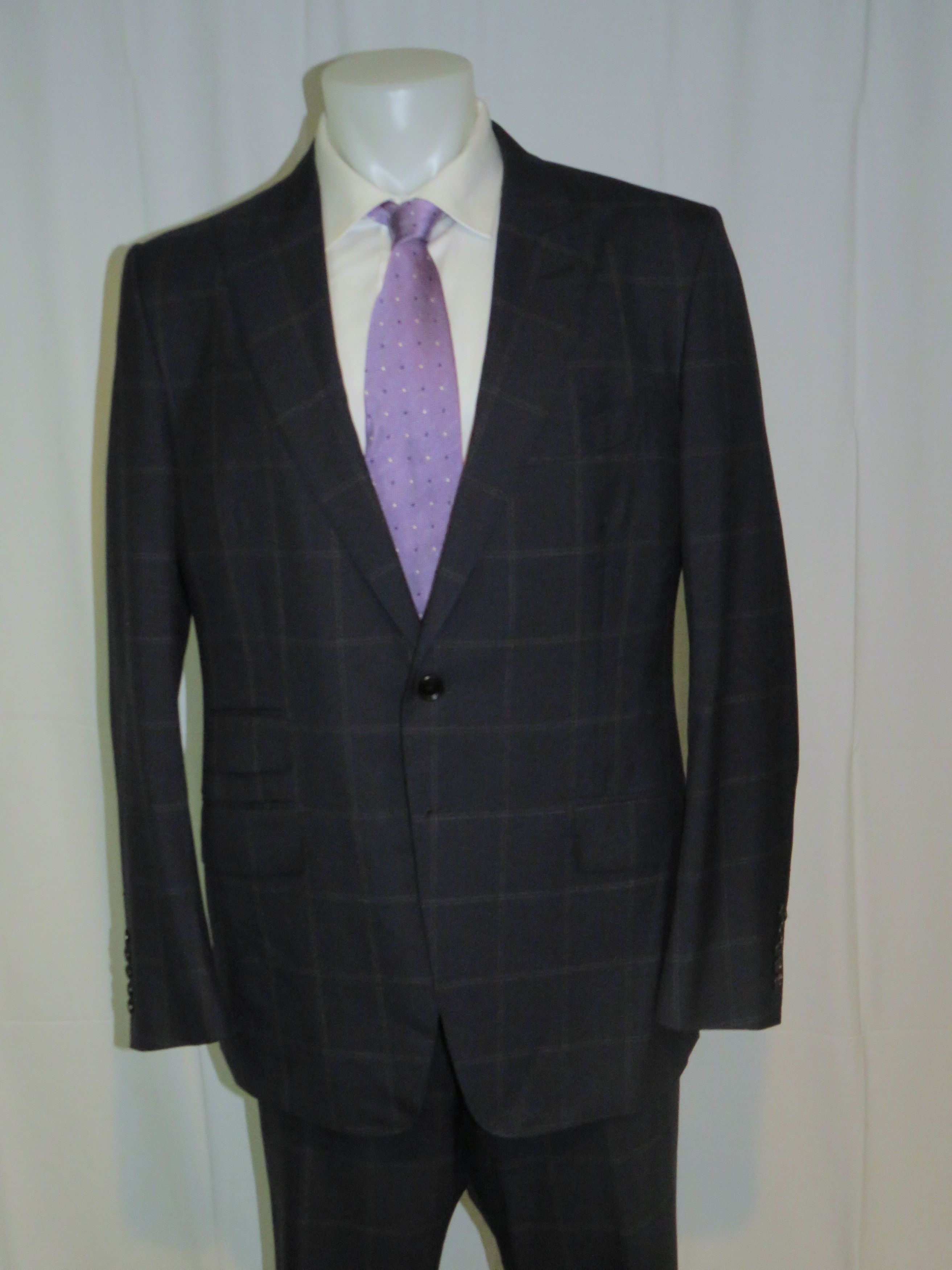 Tom Ford O'Connor Current Navy Windowpane Two Button Suit 46R Size 46R - 3 Thumbnail