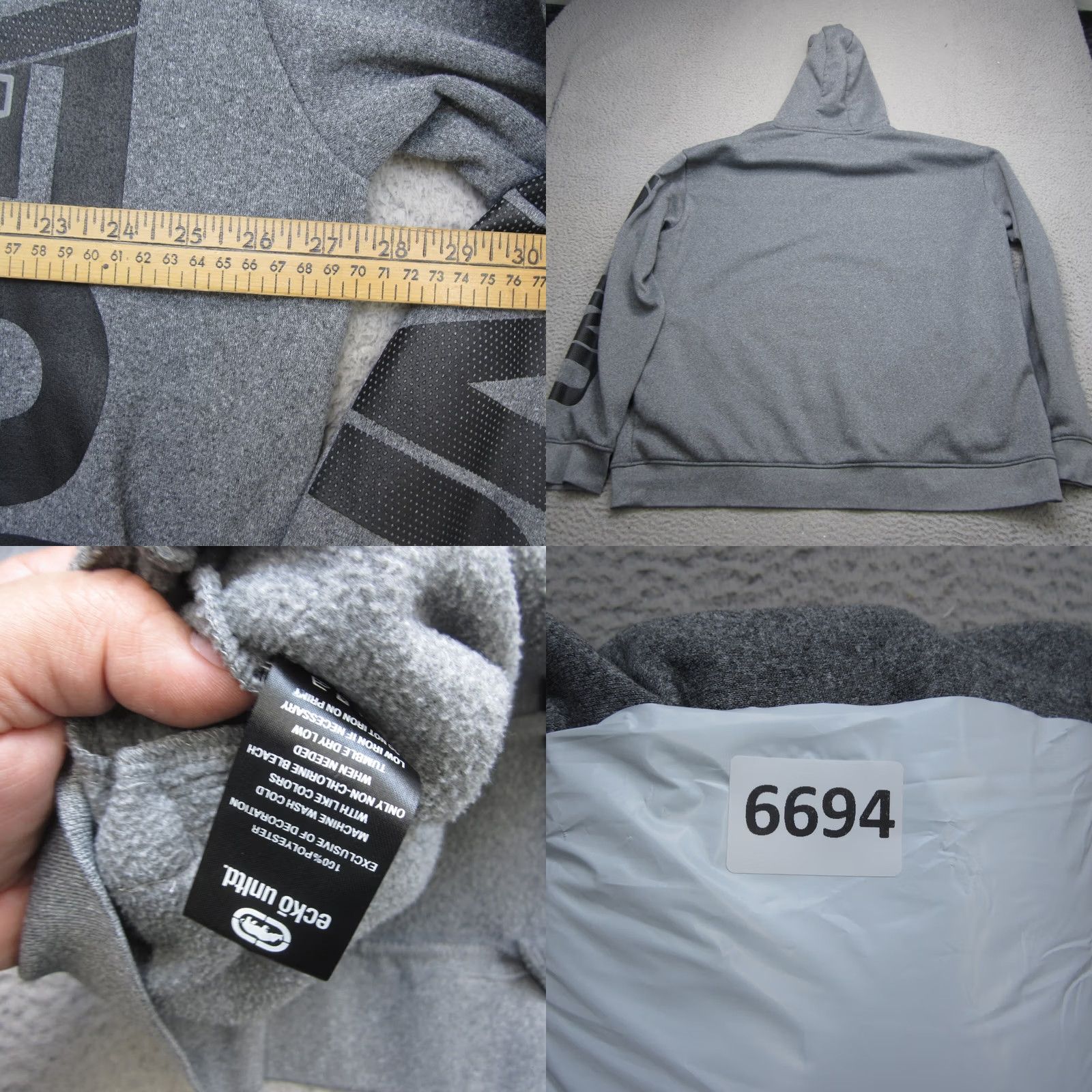 Ecko Unltd. Ecko Hoodie Mens 3XL Gray Rhino Print Skater Grunge Y2K AOP Pullover Sweatshirt Size US XXL / EU 58 / 5 - 8 Thumbnail
