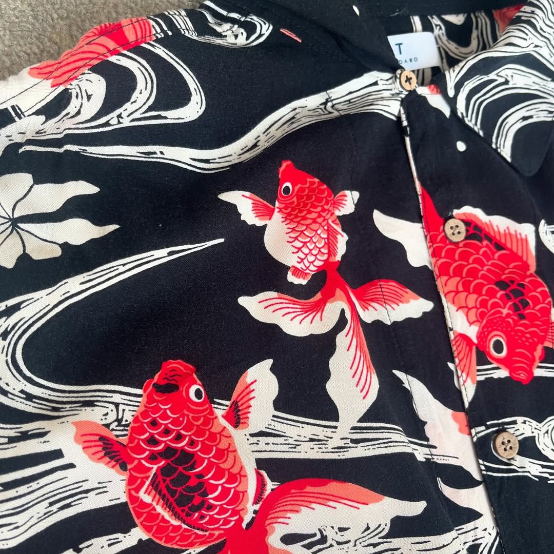 Other Blue Standard Aloha Shirt Goldfish Pattern Size US L / EU 52-54 / 3 - 4 Thumbnail