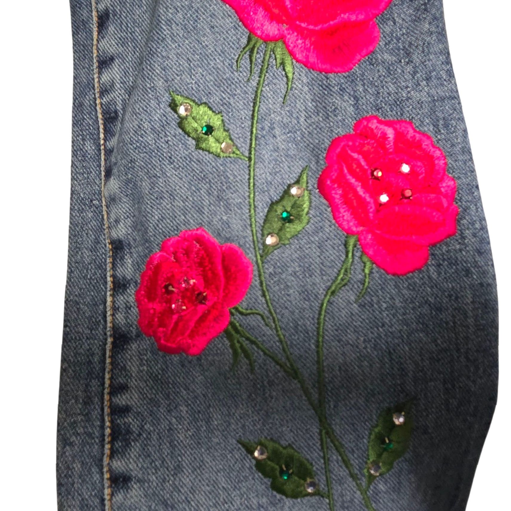 Vintage VTG XOXO Embroidered Denim Bootcut Jeans Size 5/6 Women's 5-Pocket Blue Floral Y2K Vintage Western Boho Rare NEW NO BUTTON Size 27" / US 4 / IT 40 - 5 Thumbnail