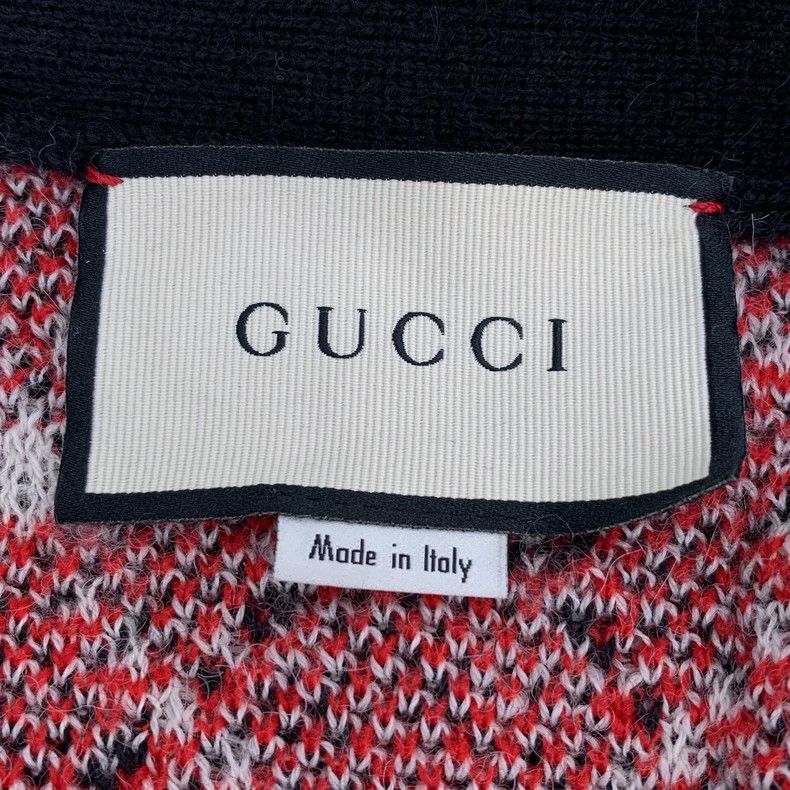 GucciBlack and red color block logo jacquard full print alp