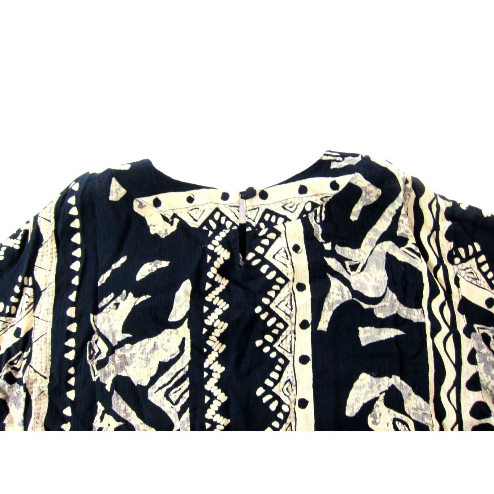 Vintage VINTAGE Carole Little Rayon Black Ivory Abstract Aztec Tunic Blouse Shirt 14 Size XL / US 12-14 / IT 48-50 - 5 Thumbnail