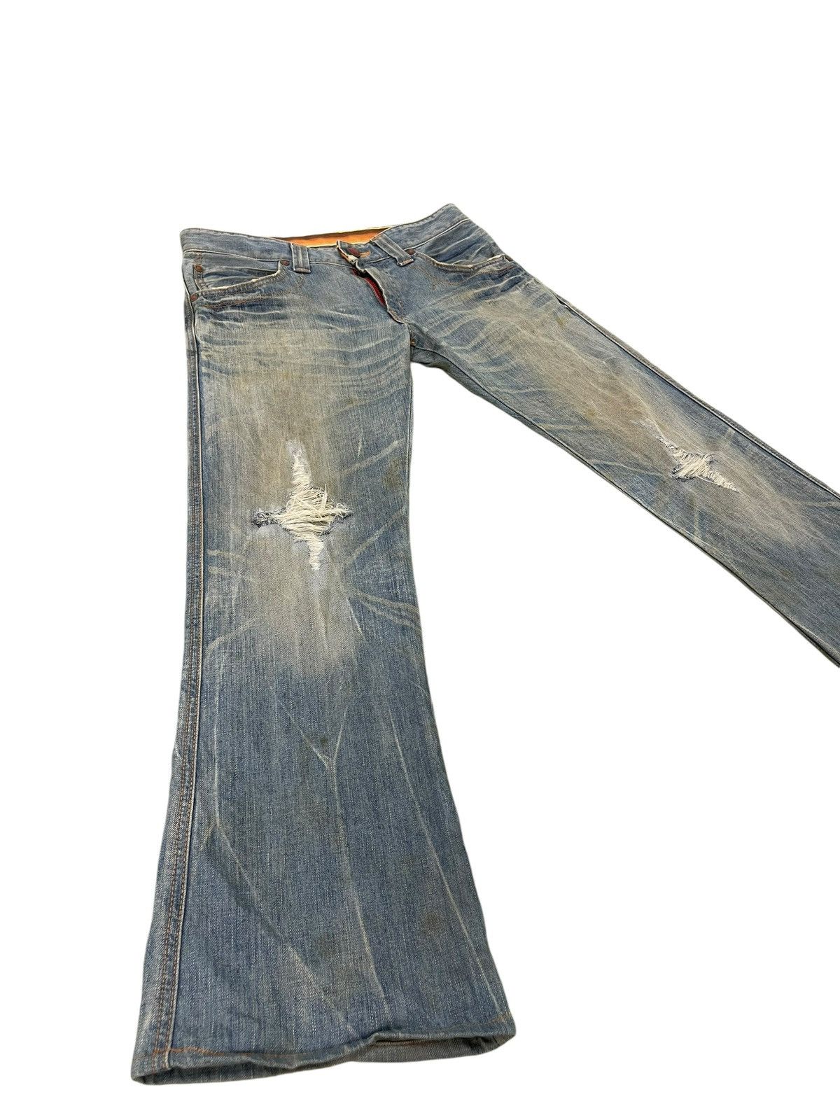 Edwin Flare Jeans Edwin Faded Distress Dirty Grunge Boot Cut 1🟦4 Size US 32 / EU 48 - 1 Thumbnail