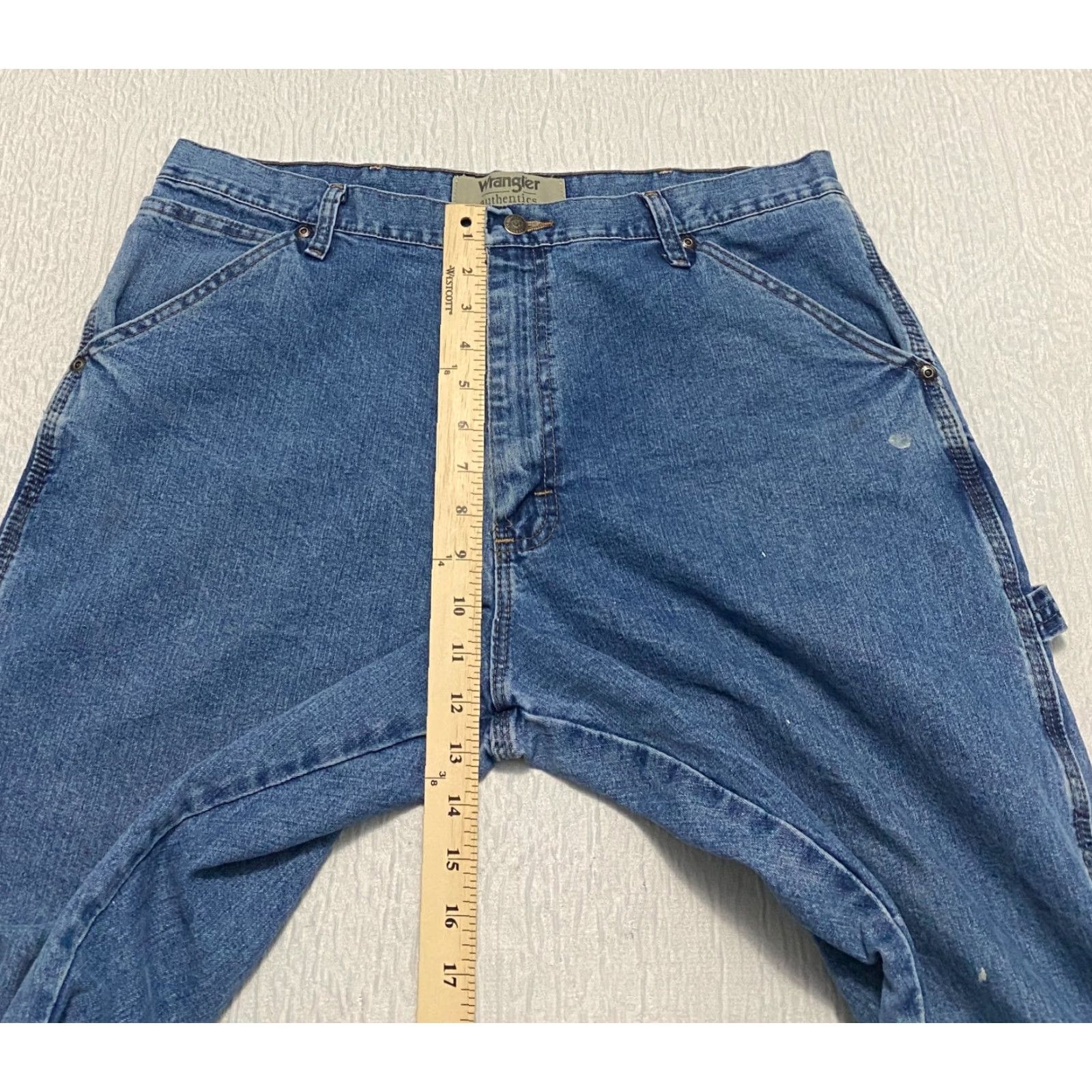 Wrangler Wrangler Carpenter Jeans Men's 36×29 Blue Denim Cotton Straight Wide-Leg Regular Jeans Mens Builder Carpenter Modern Workwear Size US 36 / EU 52 - 6 Thumbnail