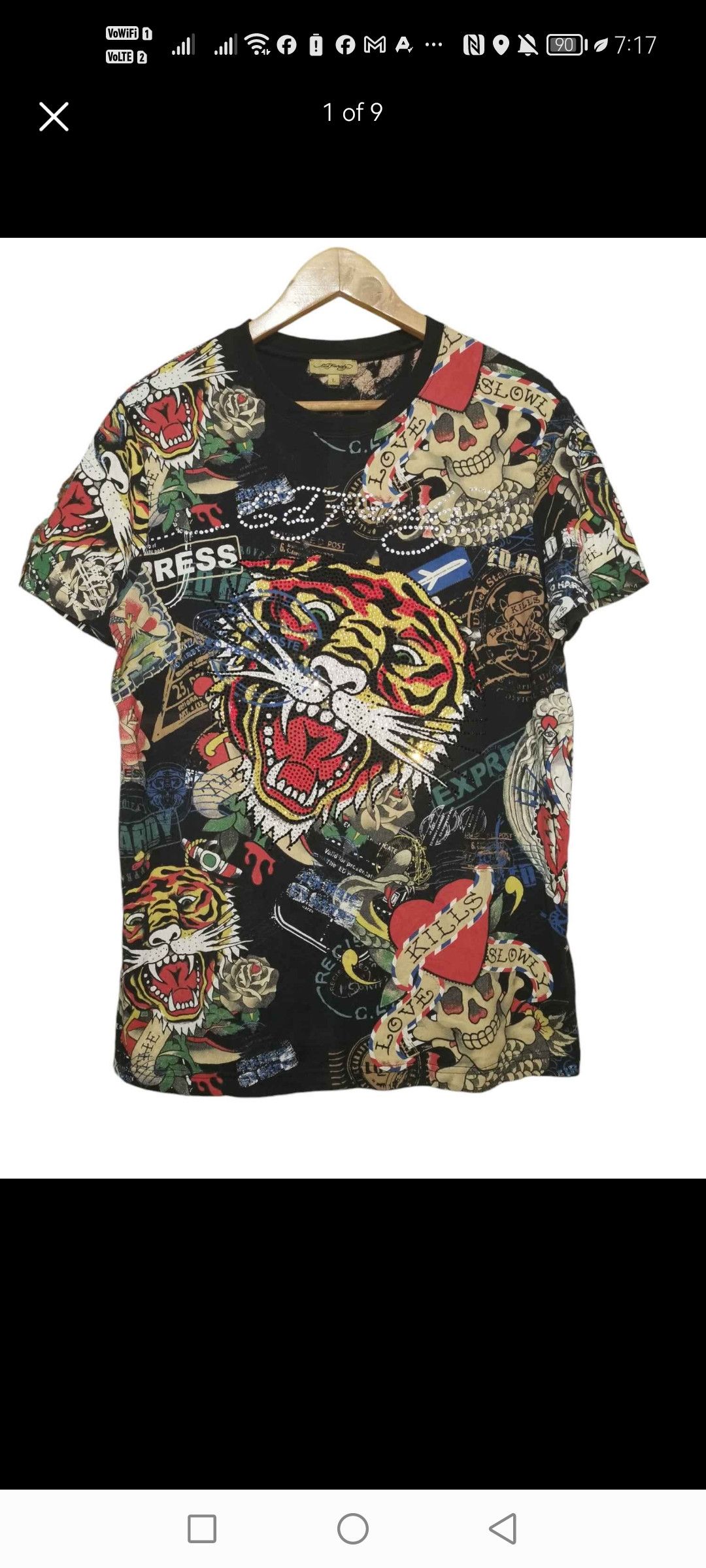 Christian Audigier × Ed Hardy Ed hardy shirt rare all over print Design front and back Size US L / EU 52-54 / 3 - 1 Thumbnail