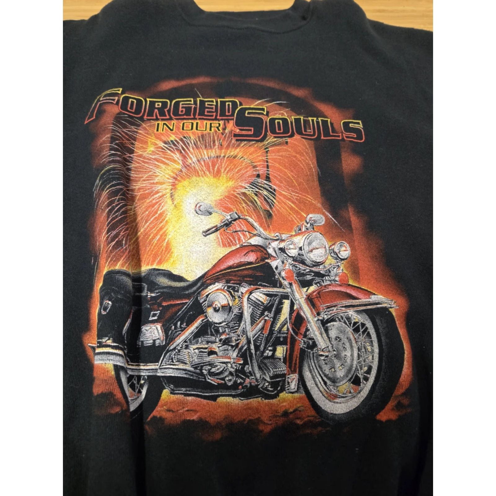 Tultex VINTAGE Tultex Sweatshirt Biker Motorcycle Forged In Our Souls Crew Neck Long Sleeve XL Black Men Size US XL / EU 56 / 4 - 4 Thumbnail