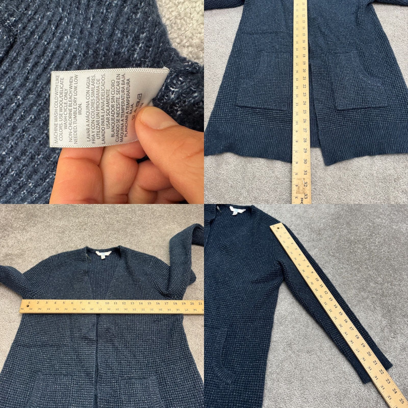 Vintage Time & Tru Cardigan Sweater Women's Blue Waffle-Knit Open V-Neck Small Pullover Casual Autumn Winter Classic Venture Ladies (adjusted?) Size S / US 4 / IT 40 - 8 Thumbnail