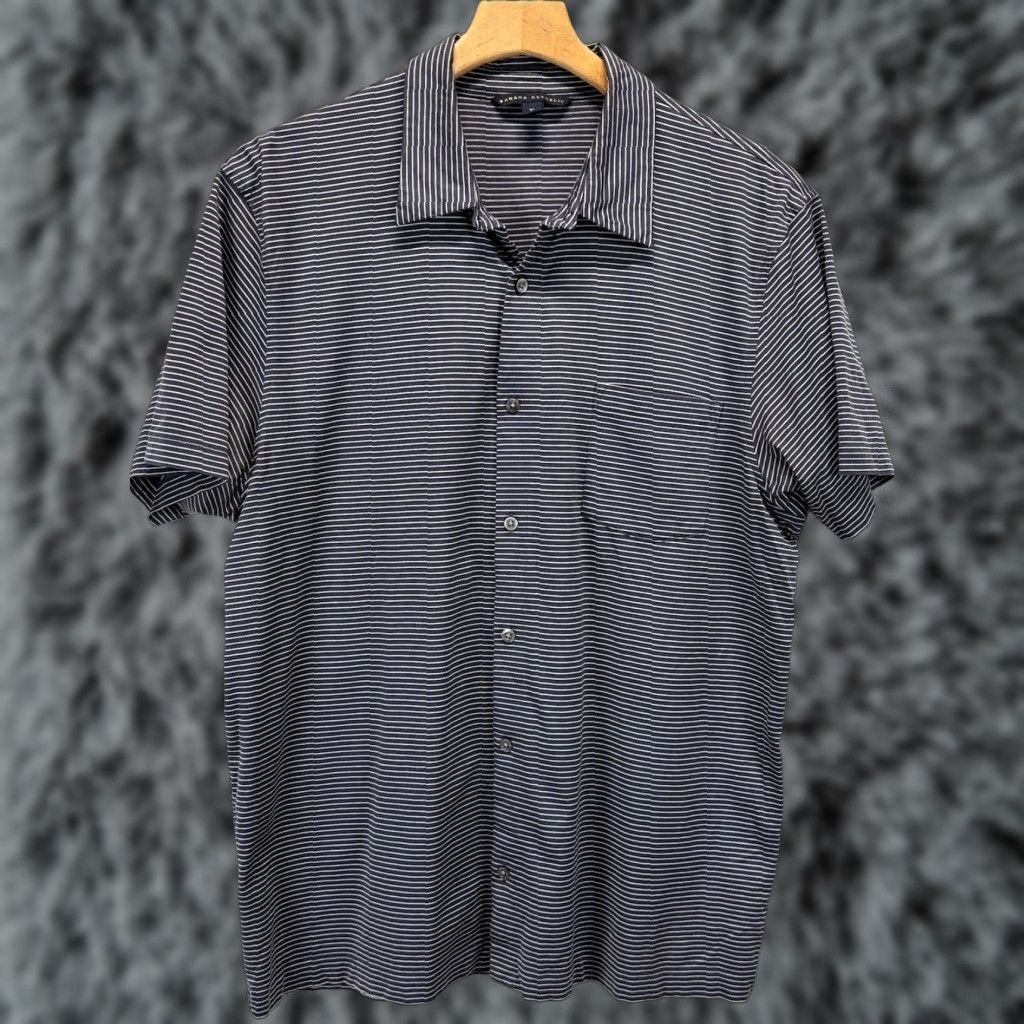 Banana Republic Banana Republic Striped Button Up Shirt Sz X-Large Navy White Boxy Short Sleeve Size US XL / EU 56 / 4 - 1 Thumbnail