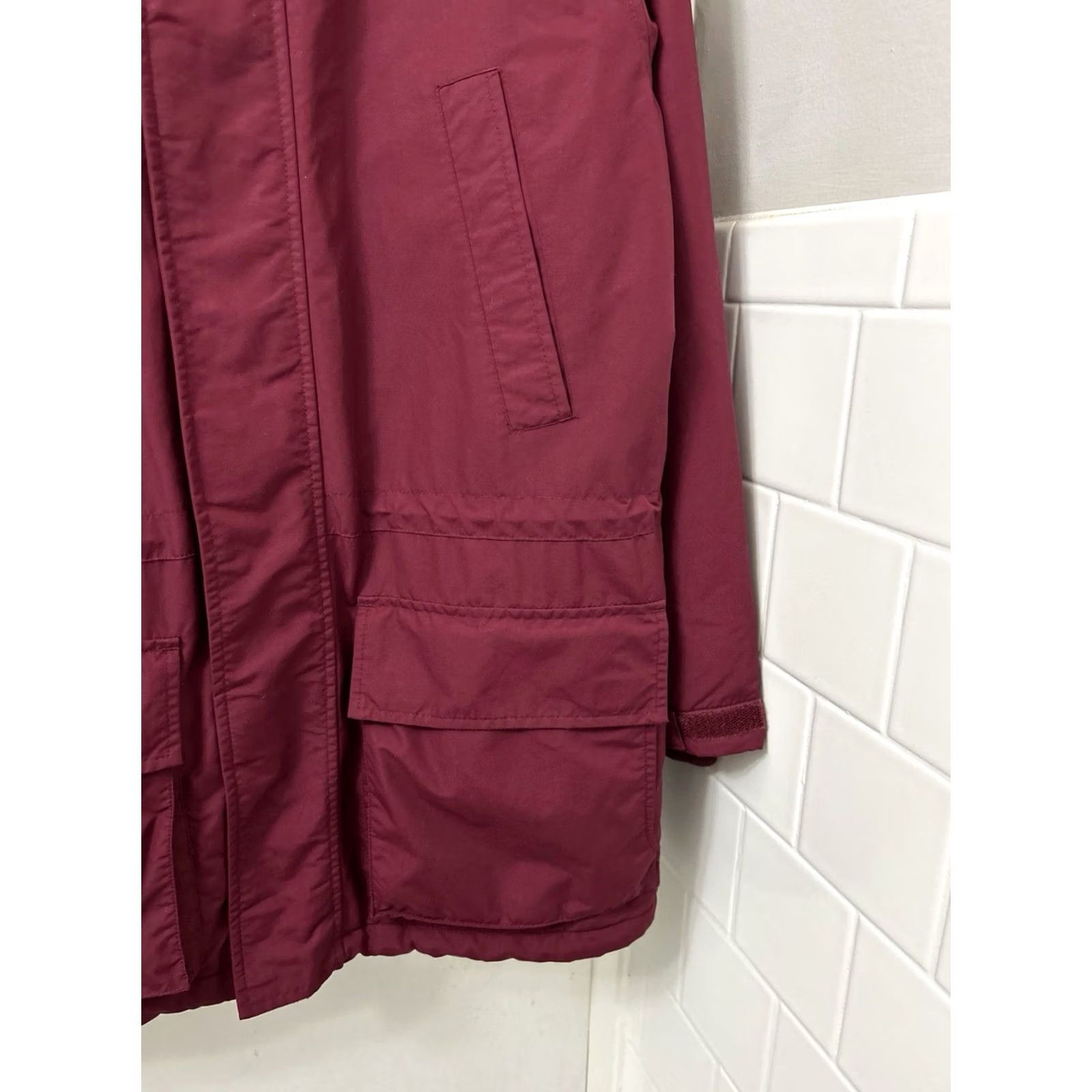 Lands' End Lands' End Squall Parka Jacket Mens M Maroon Full Zip Hooded Insulated Fleece Lined Pocketed Mid-Length Regualr Fit Size US M / EU 48-50 / 2 - 4 Thumbnail