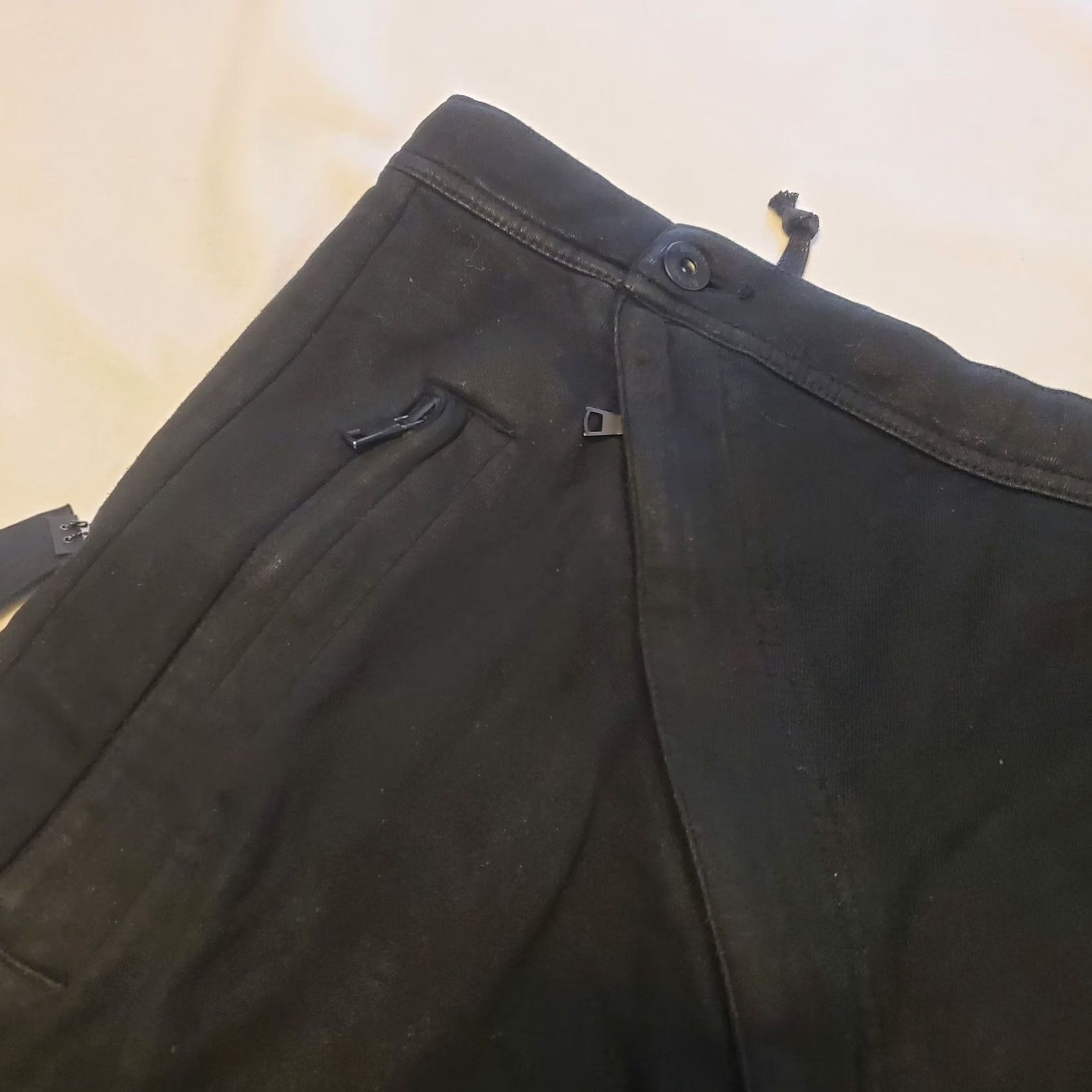 Hudson Hudson Asylum Mens L/XL Pants Punk Grunge Bias Front Patches NWT Black Cotton Blend Sl ash Pocket Ankle 30in 4 Season Size US 33 - 5 Thumbnail
