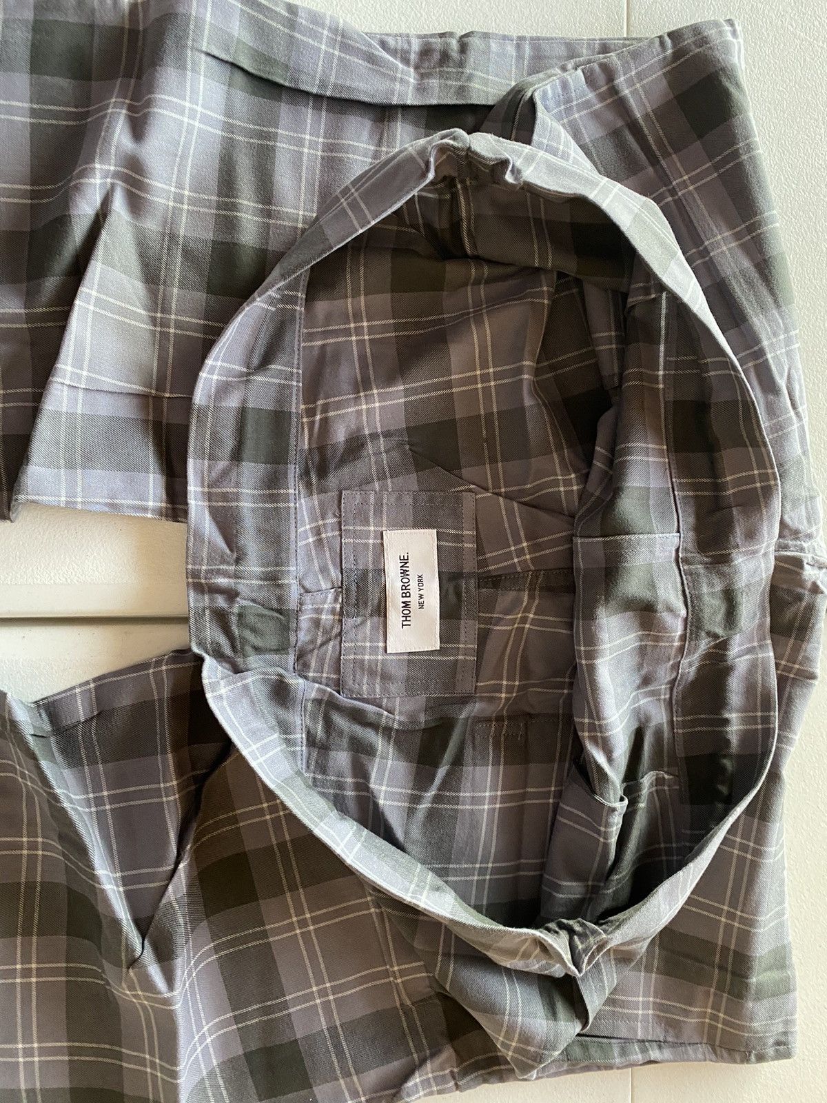 Thom Browne Thom Browne grey/lt grey flannel windowpane check 1 NWT Size US 35 - 19 Thumbnail