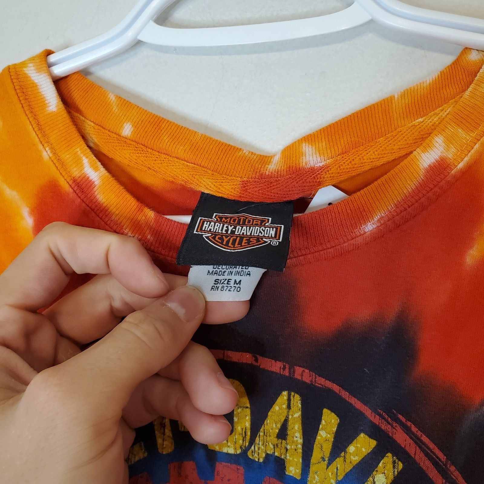 Harley Davidson Y2k Harley Davidson Tye Dye Graphic Shirt Orange Size M Size US M / EU 48-50 / 2 - 4 Thumbnail
