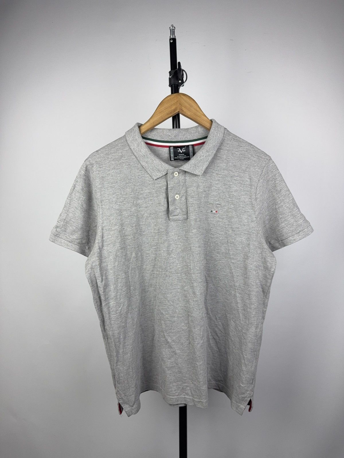 Versace Luxury 19V69 Italia Grey Cotton Polo Shirt with Logo XL Size US XL / EU 56 / 4 - 1 Thumbnail