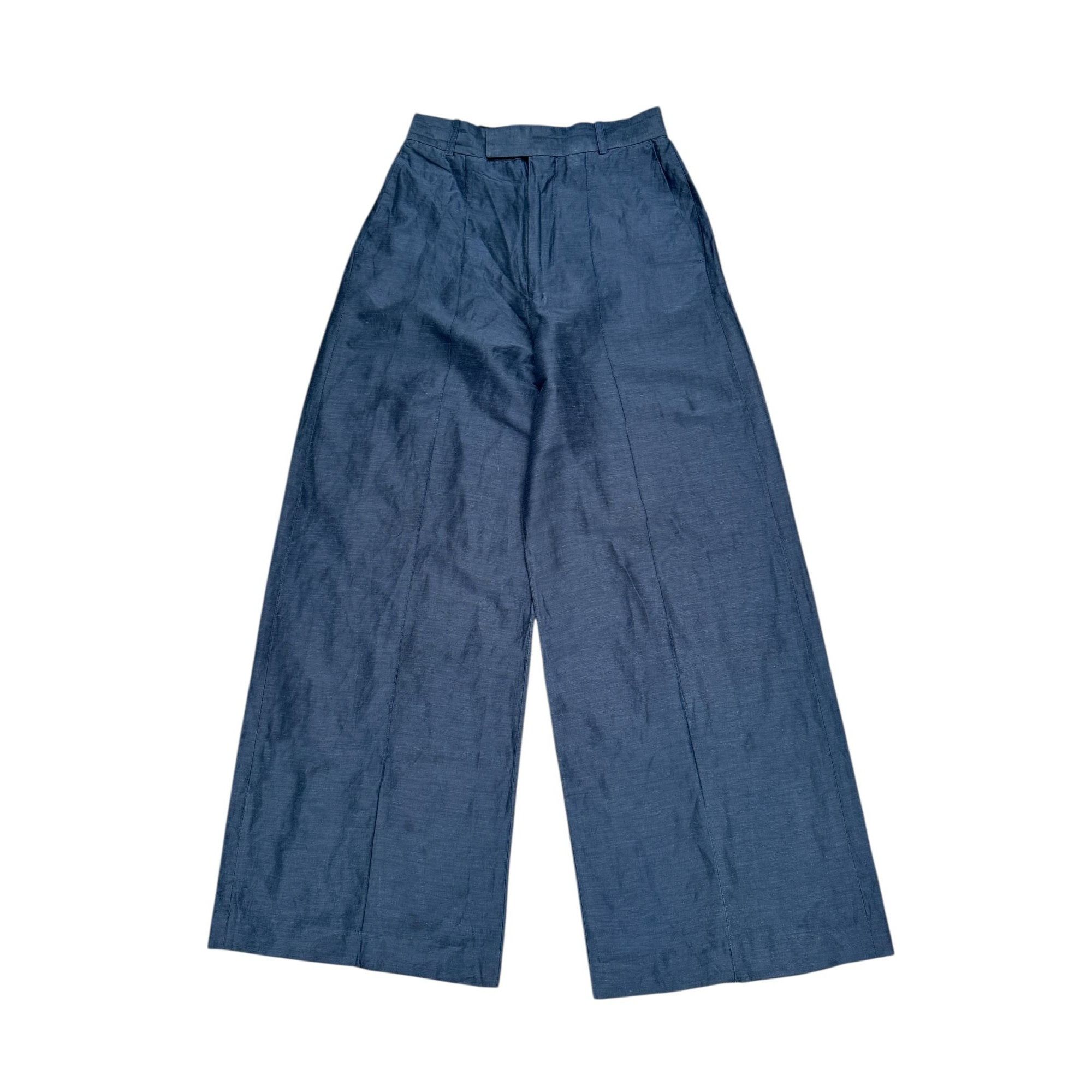 Celine Navy Wide-Leg Linen Pants Size 24" / US 00 / IT 34 - 1 Thumbnail