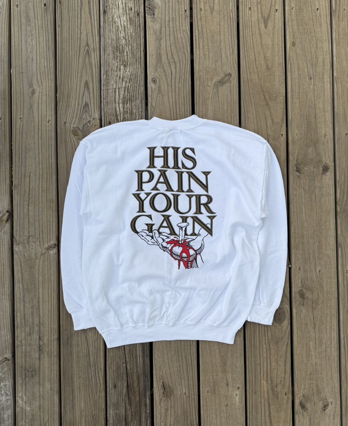 Vintage Vintage 90’s Lords Gym White Crewneck Size US L / EU 52-54 / 3 - 3 Thumbnail