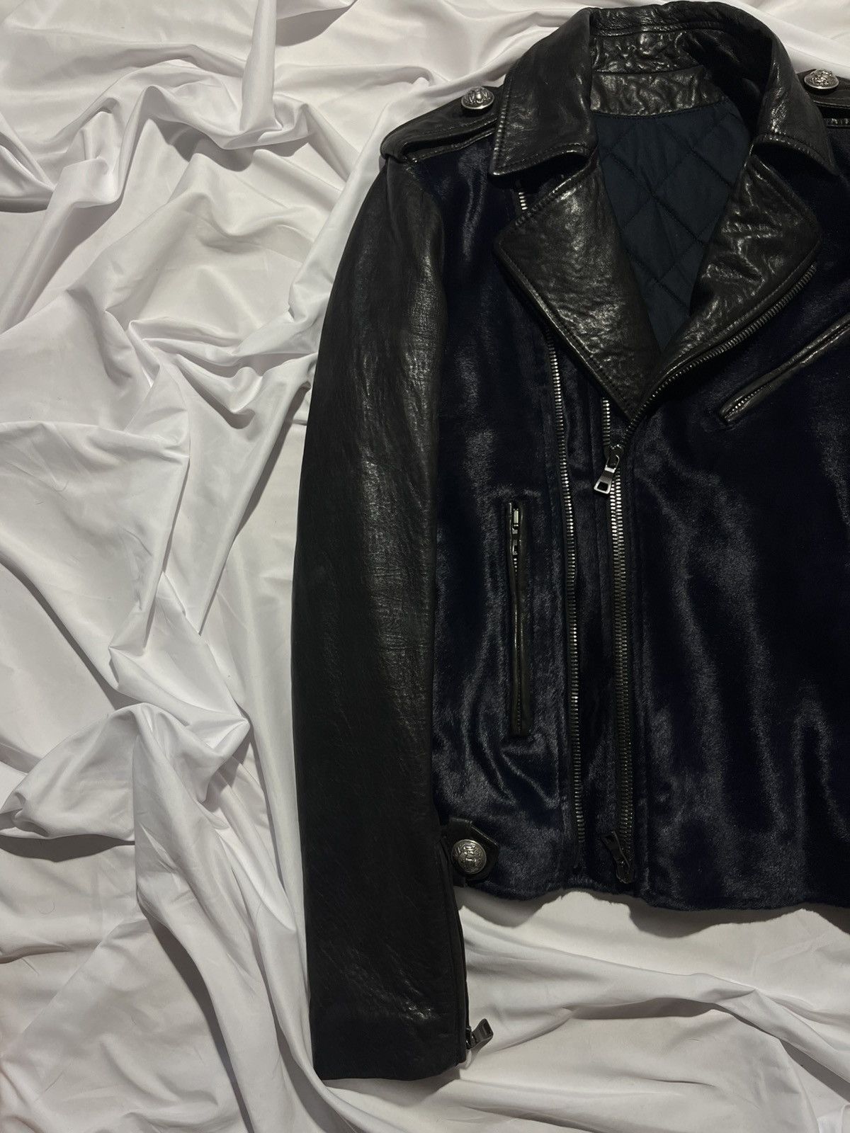 Balmain BALMAIN AW 2012 "MIDNIGHT BLUE" CALF SKIN/HAIR JACKET Size US S / EU 44-46 / 1 - 4 Thumbnail