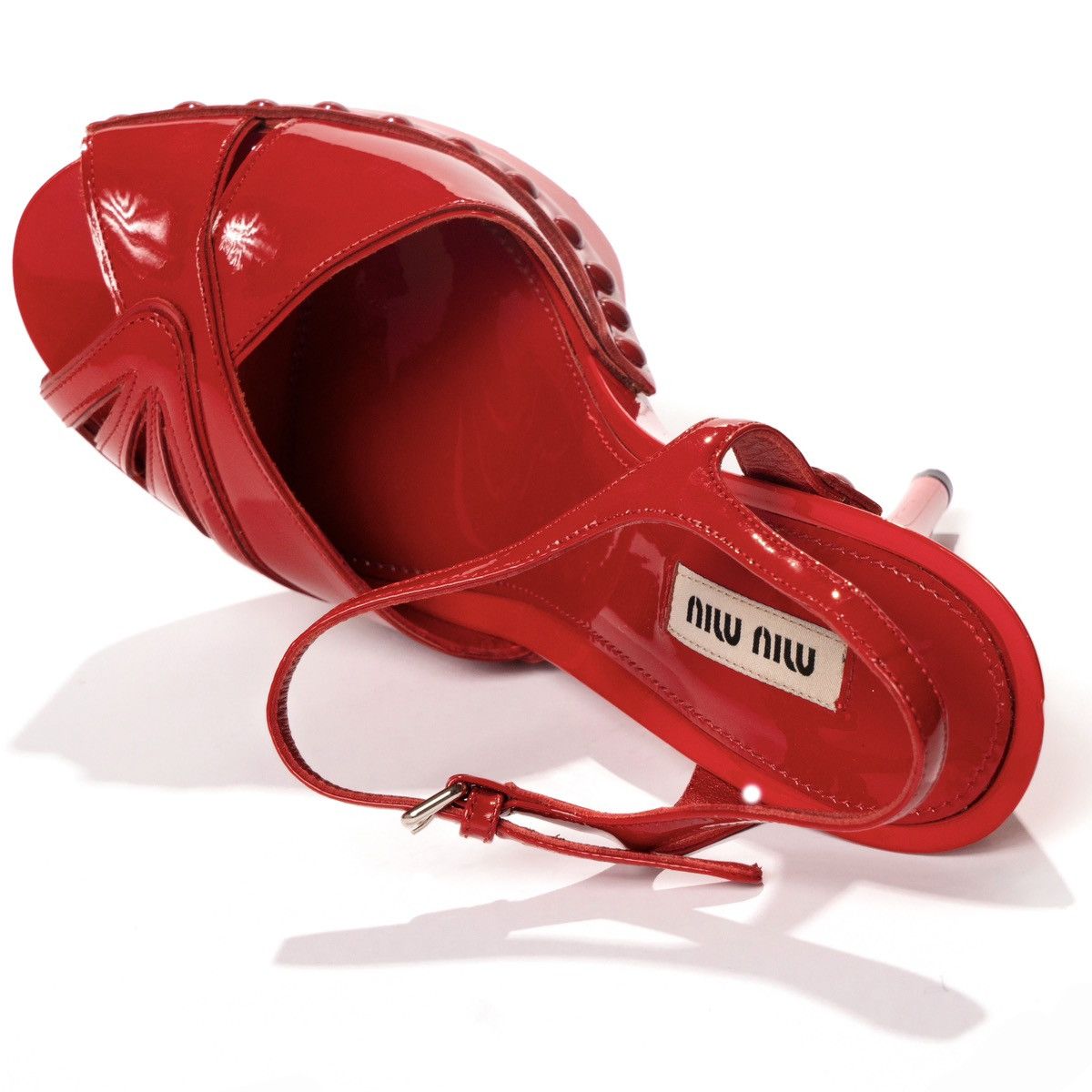 Miu Miu Miu Miu Red Patent Leather Peep Toes Pump–2000s Indie Sleaze Size US 8 / IT 38 - 3 Thumbnail
