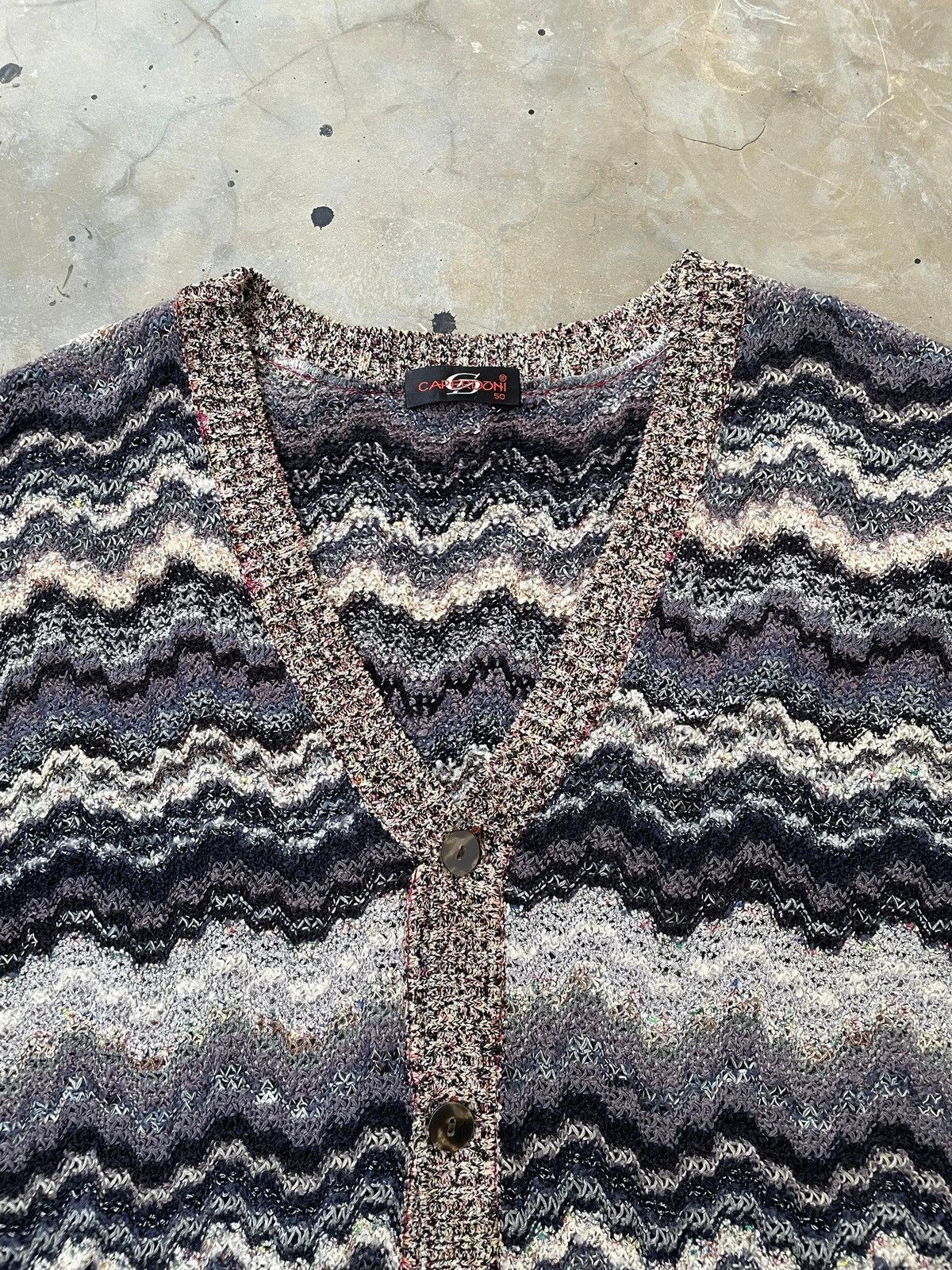 Vintage Missoni Caperdoni Knit Cardigan Zig Zag Pattern Jacket Size XL / US 12-14 / IT 48-50 - 3 Thumbnail