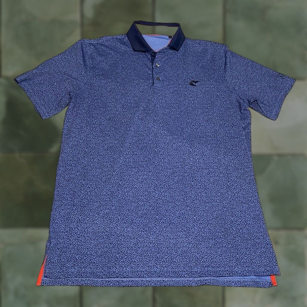 Vintage GREYSON Arctic Blue Polo Shirt Men L White Stretch Polyester Spandex Wolf Logo Sports Golf Tennis Walking Casual Brook Trout 90s Theme Size US L / EU 52-54 / 3 - 1 Thumbnail