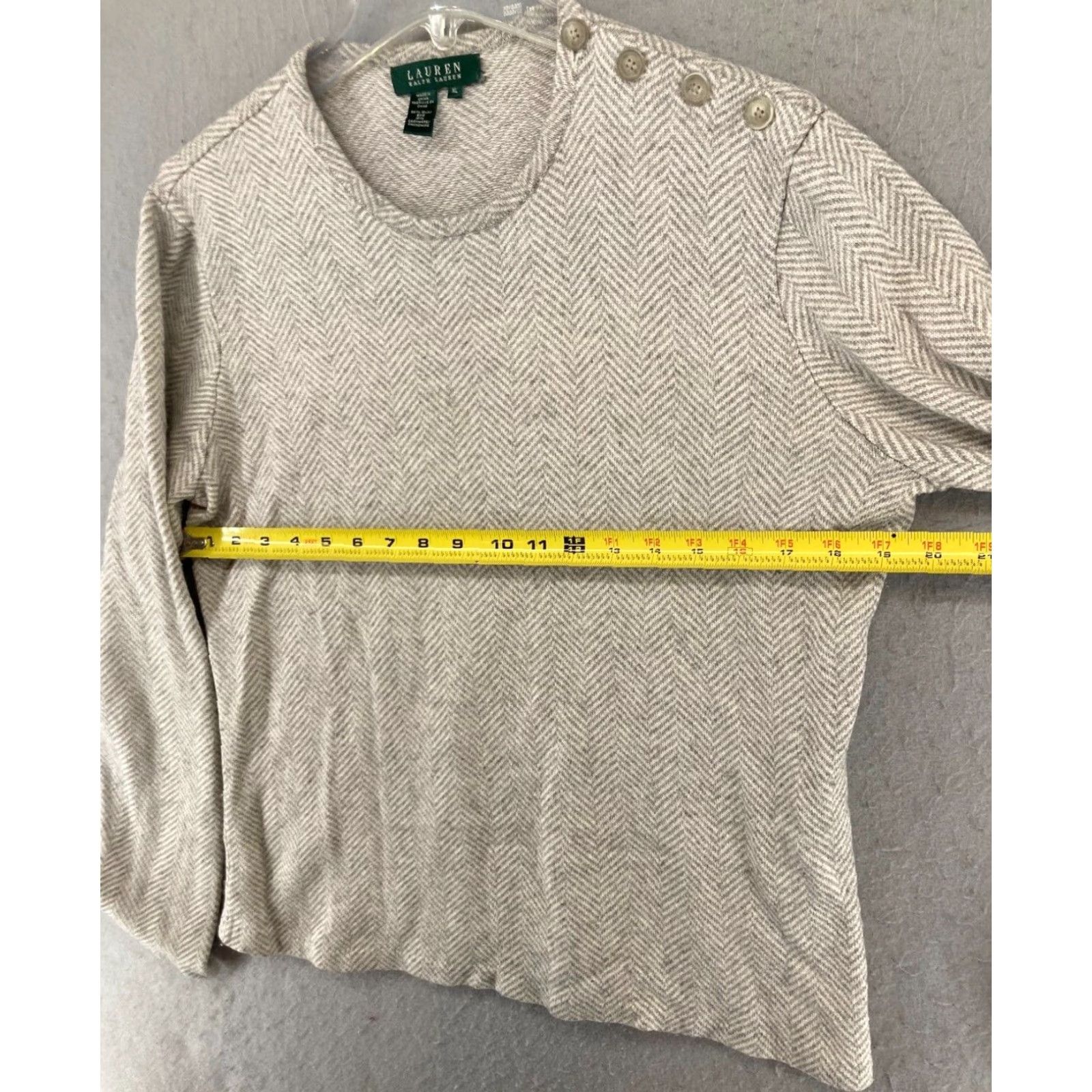 Ralph Lauren VINTAGE Lauren Ralph Lauren Sweater Pullover Long Sleeve Casual 90s Womens XL Knit Cashmere Silk Khaki Size XL / US 12-14 / IT 48-50 - 2 Thumbnail