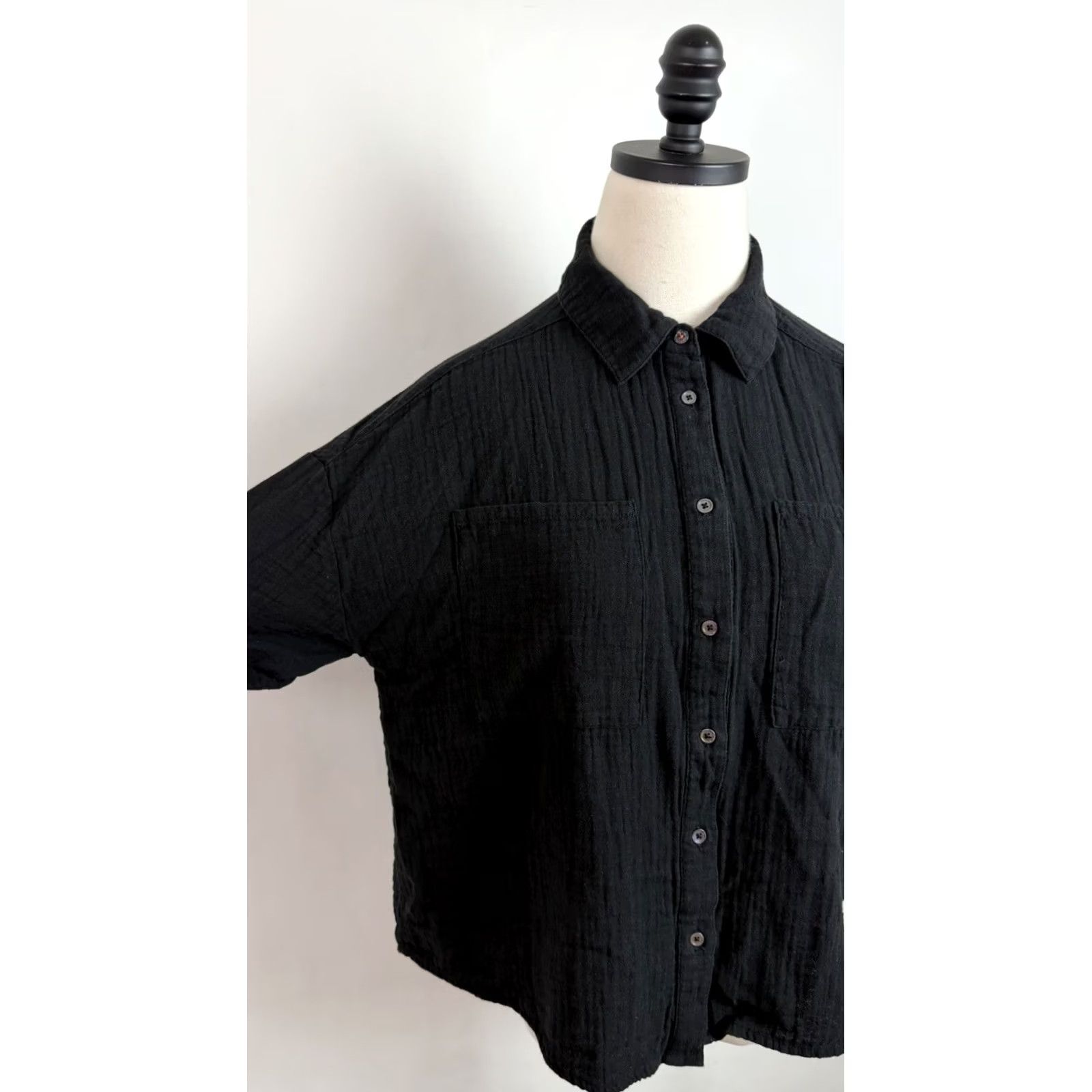 Vintage Sundance Shirt Womens Small Cotton Gauze Black Button Up Top Collared Relaxed Size S / US 4 / IT 40 - 6 Thumbnail