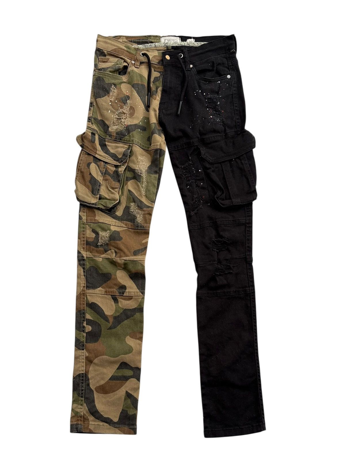 Other FRWD Denim Hybrid Distressed Paint Splash Camo Cargo Pants Size US 29 - 1 Thumbnail