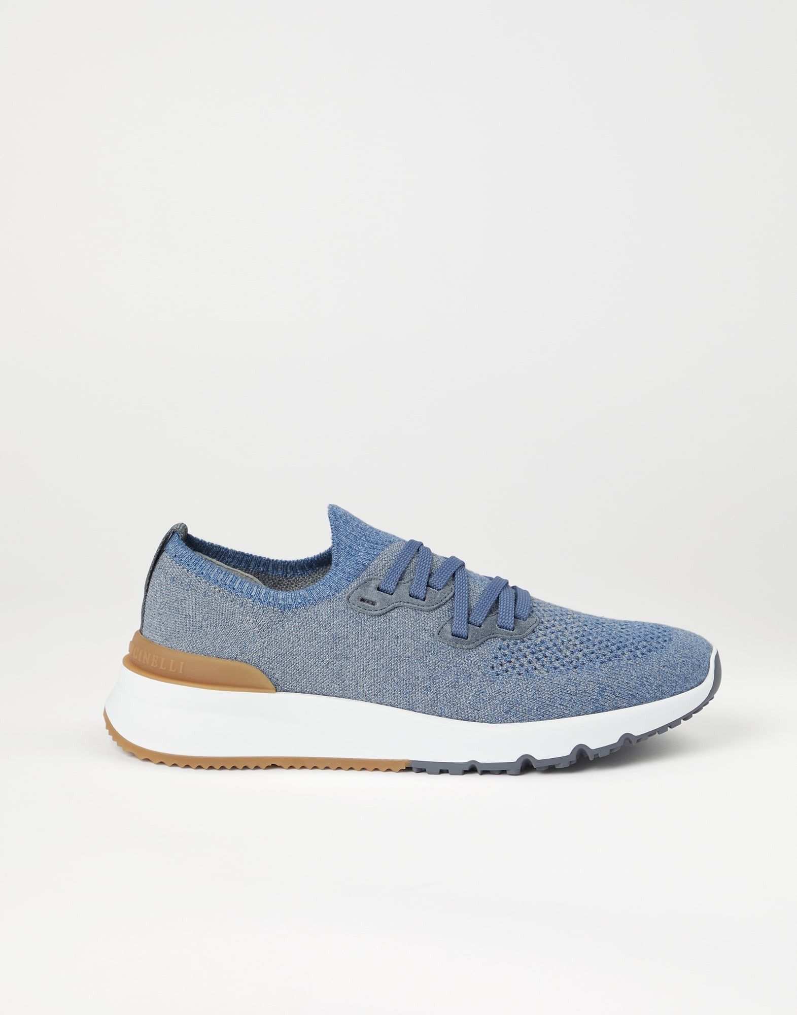 Brunello Cucinelli o1w1db10725 Cotton Chine Knit Runner in Blue Size US 9 / EU 42 - 1 Thumbnail
