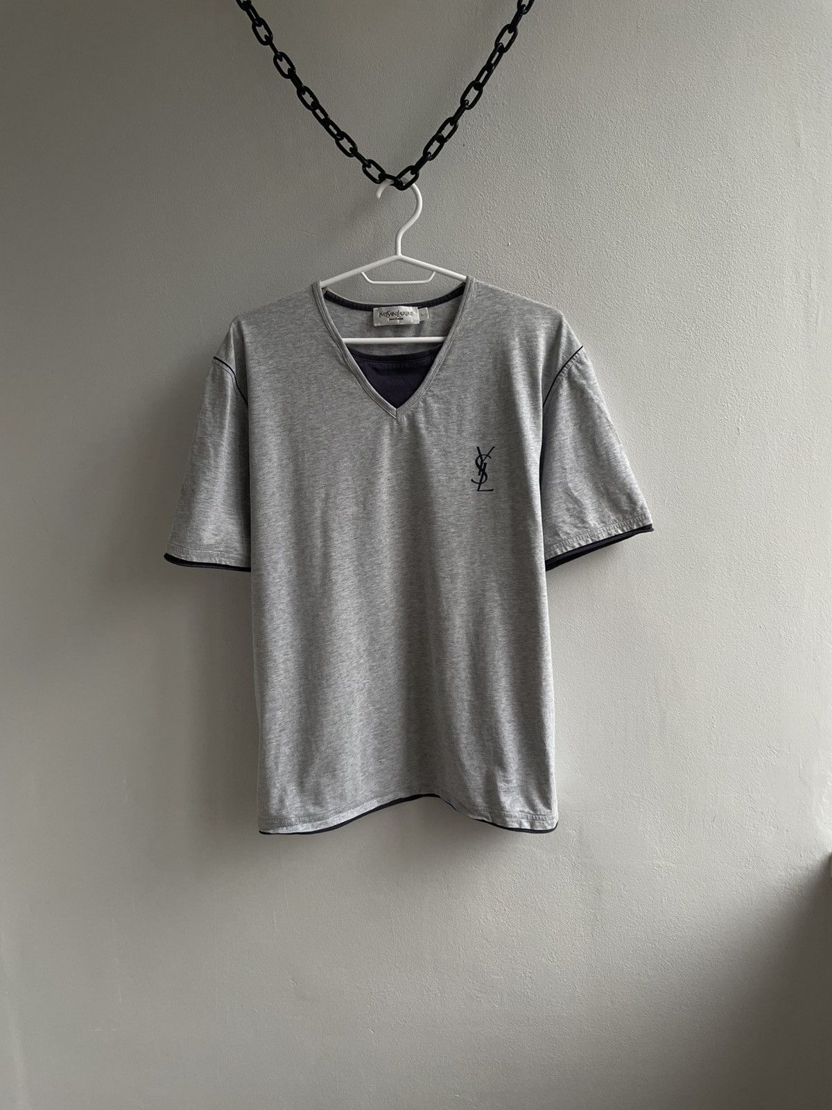 Yves Saint Laurent YSL T-Shirt Vintage 1990 90s Men’s Gray