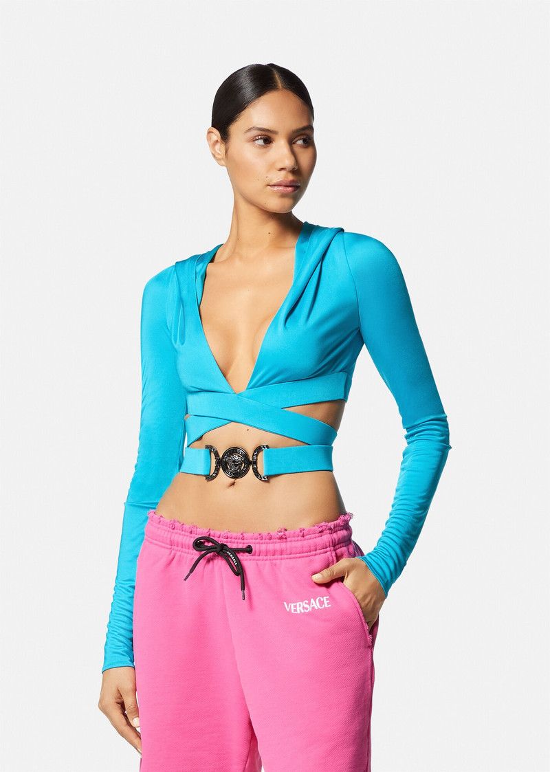 Versace o1y0226 Crop Top in Deep Teal Size L / US 10 / IT 46 - 3 Thumbnail
