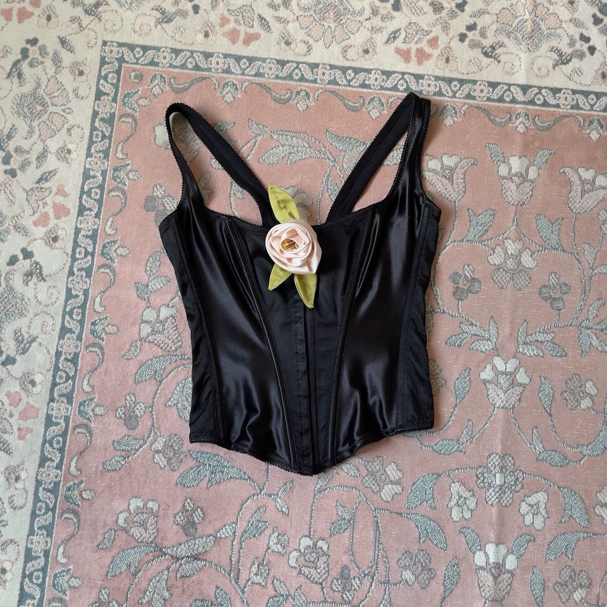 Victoria's Secret Victoria’s Secret Black Satin Lace-Up Corset Top (M) Size M / US 6-8 / IT 42-44 - 11 Thumbnail