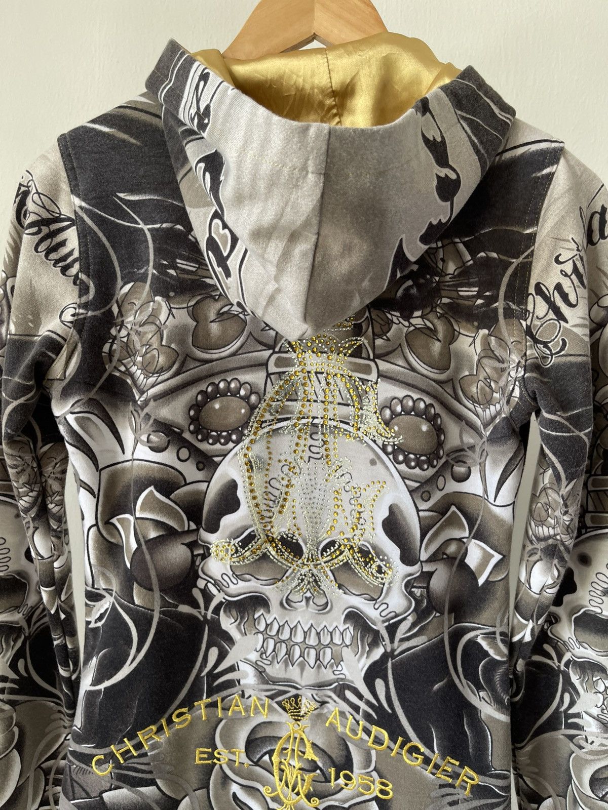 Christian Audigier × Ed Hardy Y2K Christian Audigier Fullprint Skull Zip Hoodie Size S / US 4 / IT 40 - 10 Thumbnail