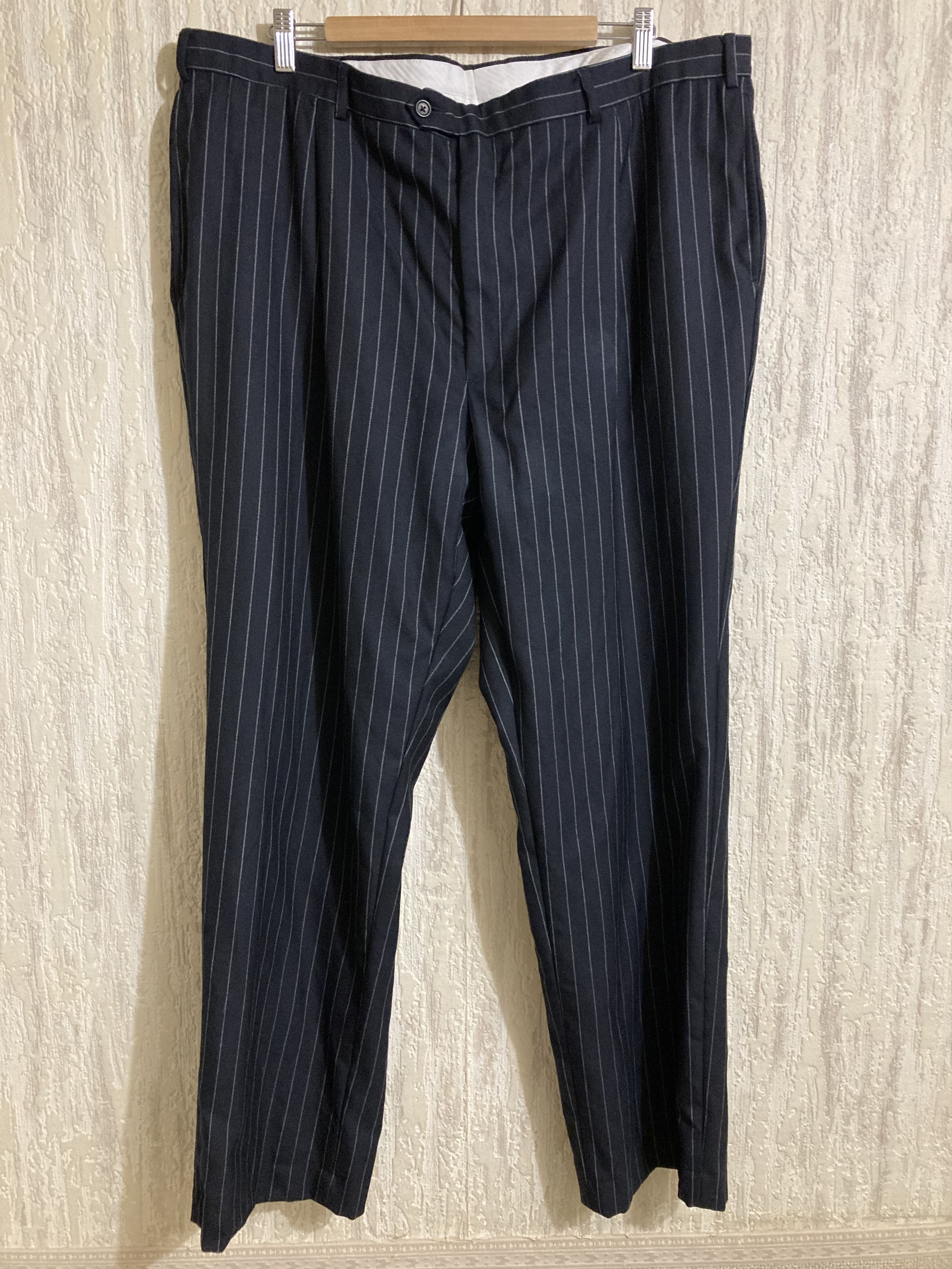 Aquascutum Aquascutum Black Bold Chalkstripe Pinstripe Wool Suit Pants Size US 38 / EU 54 - 1 Thumbnail