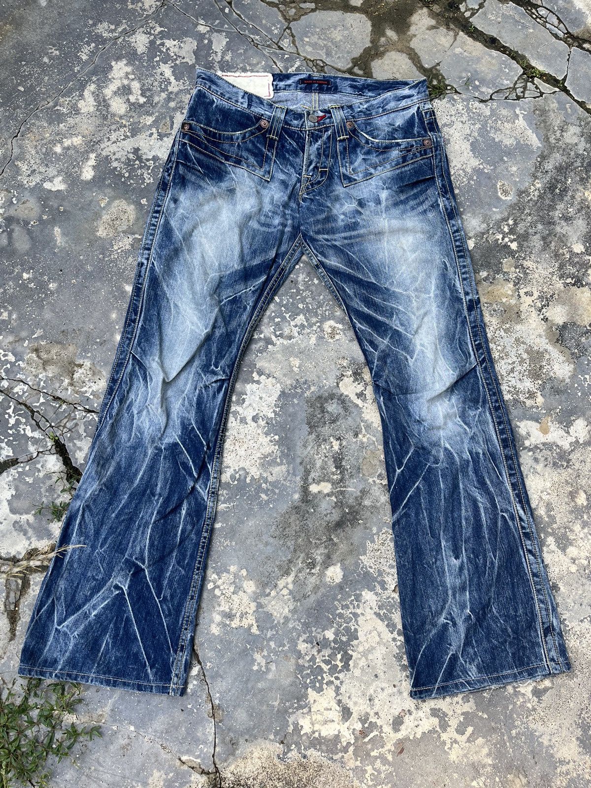 If Six Was Nine × Japanese Brand × Vintage Flare Crazy Striking Design Blue Jean Japan Denim Size US 32 / EU 48 - 4 Thumbnail