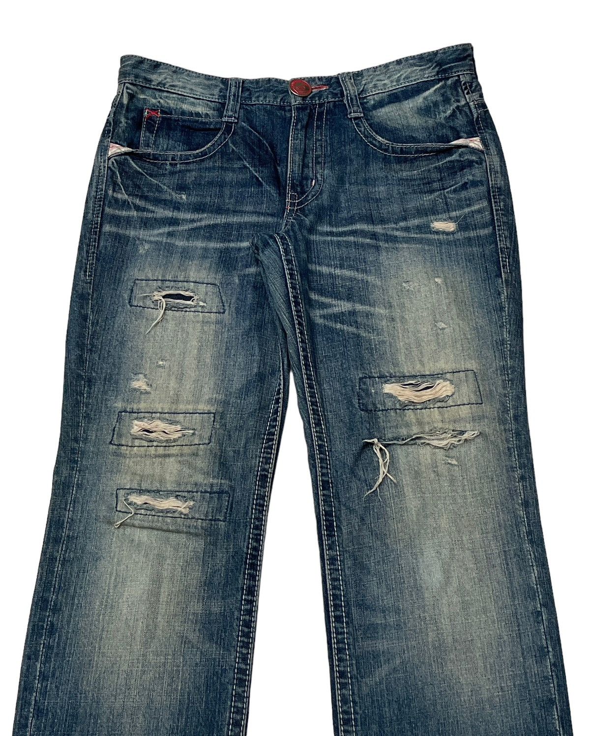 Japanese Brand × Vintage Vintage Japanese Brand Rush Hour Ripped Jeans 2000s Size US 31 - 3 Thumbnail