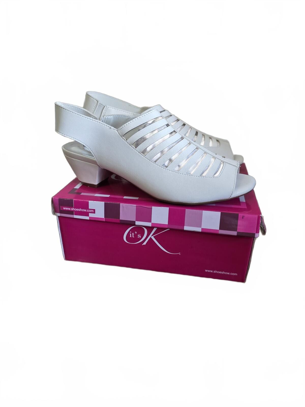 Other It's OK White Peep Toe Slingback Heels Size 7W Comfortable Size US 7 / IT 37 - 2 Thumbnail