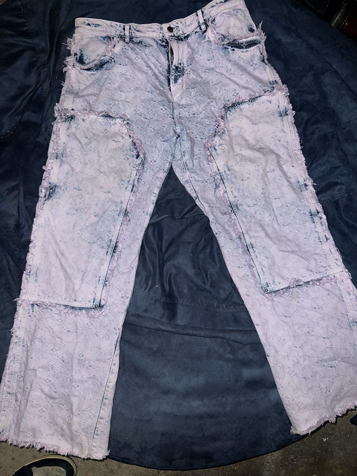 image of Louis Vuitton Bleached Carpenter Denim in Pink, Men's (Size 38)