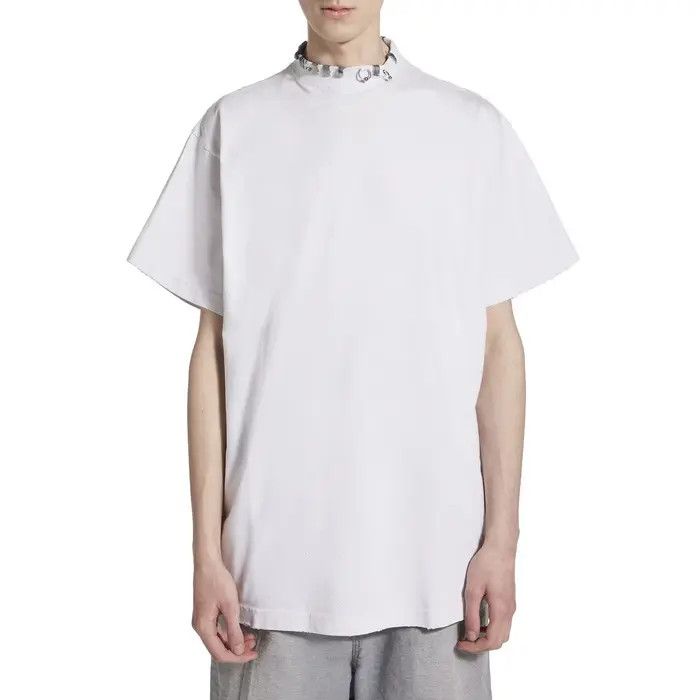 Balenciaga o1w1db10226 Dup / Pierced T- Shirt Oversized in White Size US XXL / EU 58 / 5 - 5 Thumbnail