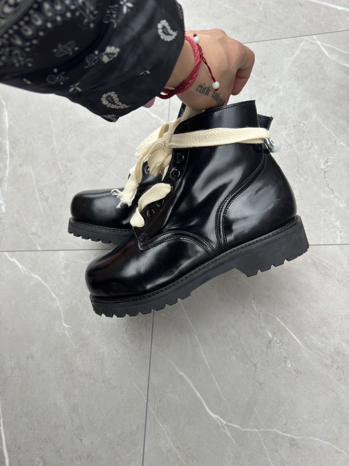 Other 1980s Vintage Leather Combat Ankle Boots Size US 13 / EU 46 - 8 Thumbnail